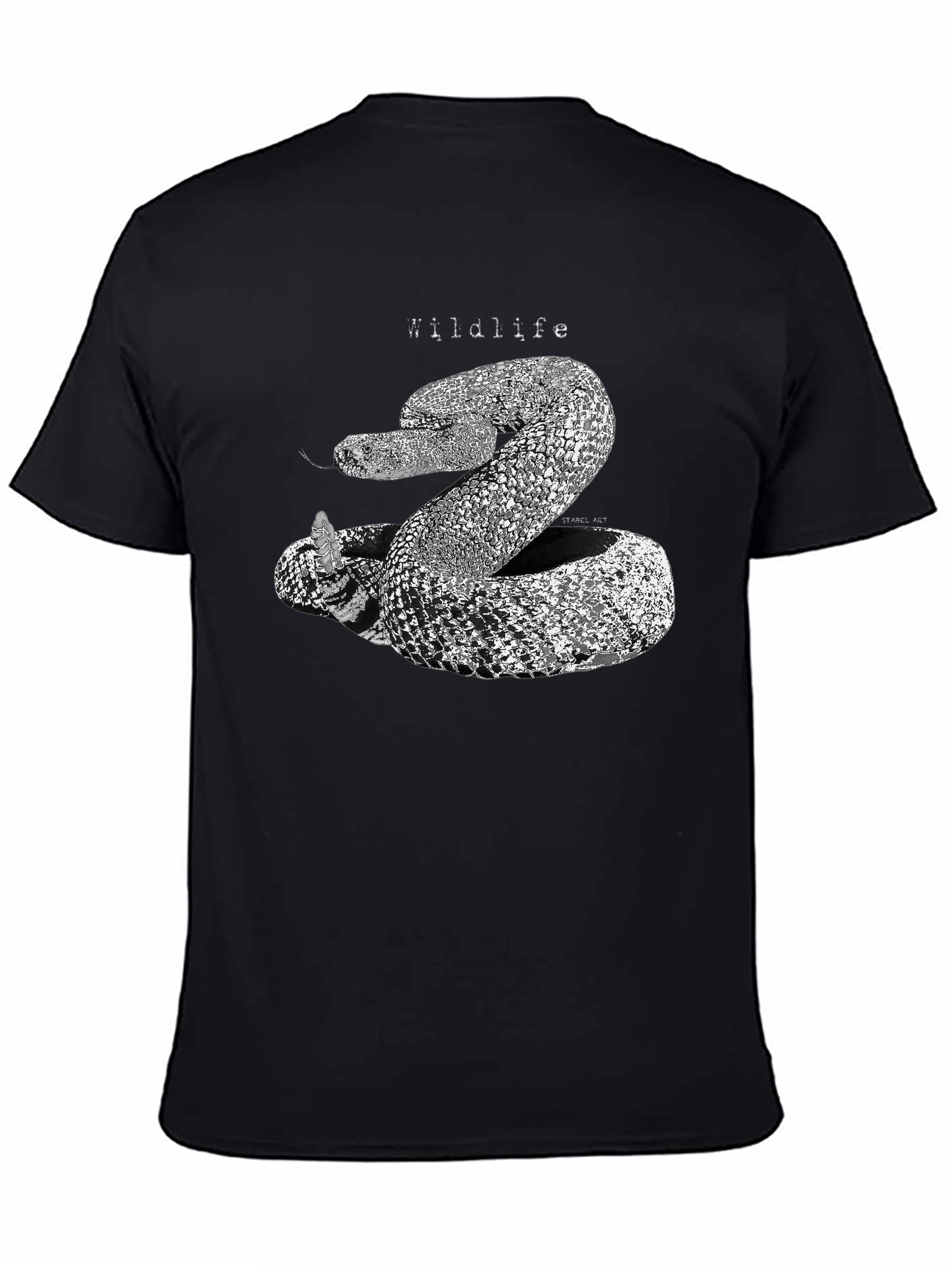 Wildlife Snake Graphic Print Black T-Shirt