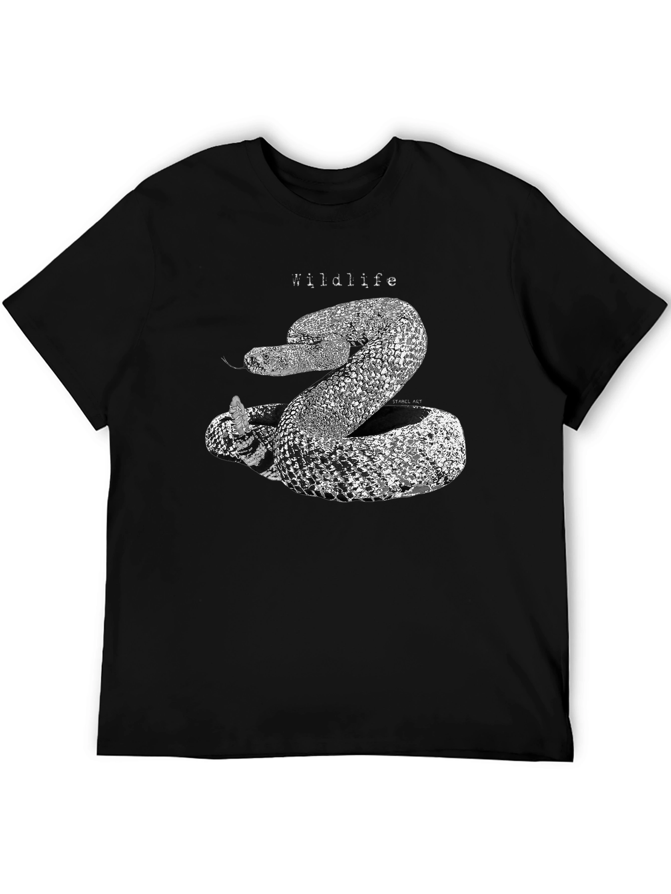 Wildlife Snake Graphic Print Black T-Shirt