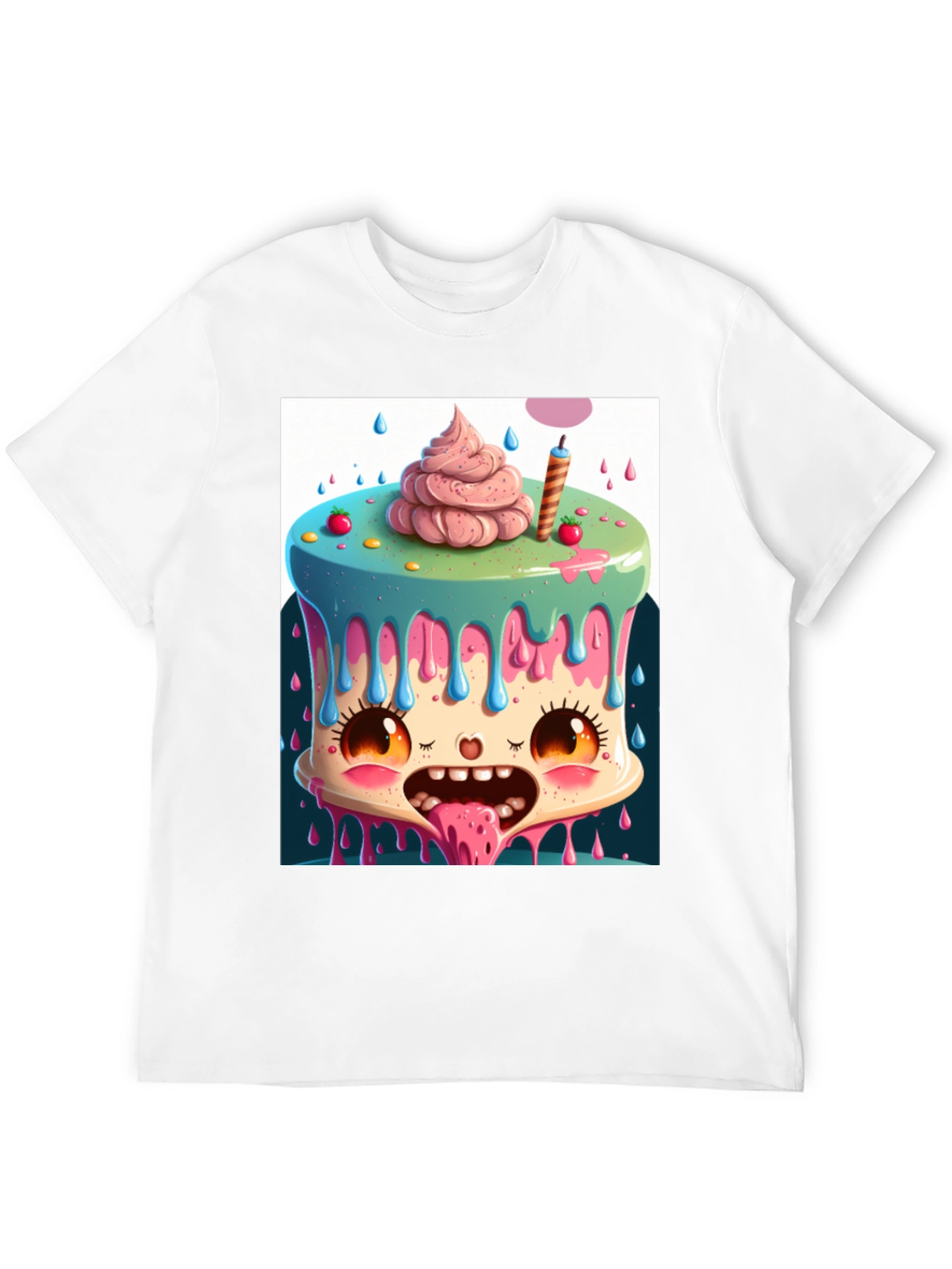 Cartoon Cake Monster Graphic Tee - Unique Design