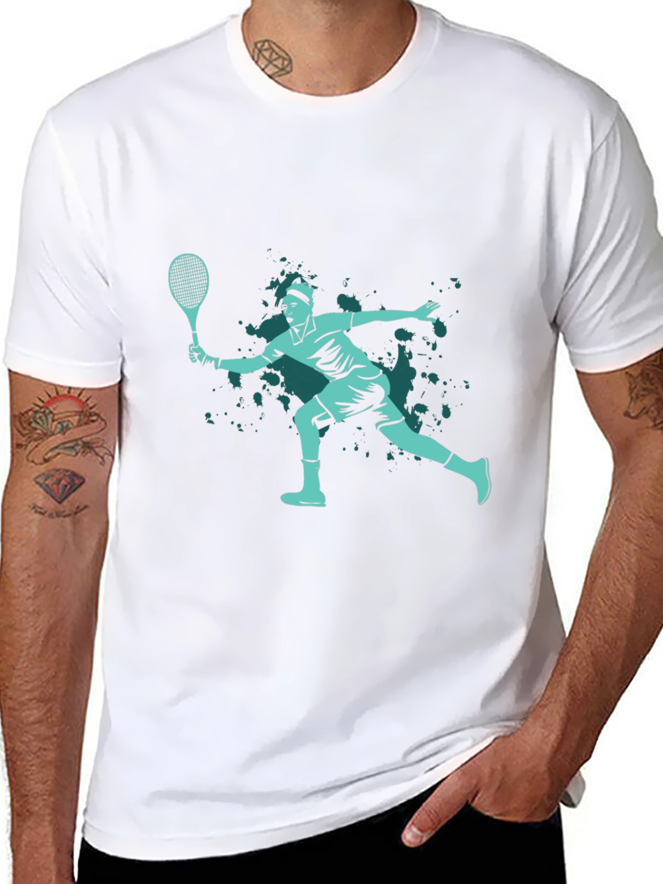 Tennis Player Graphic Tee - Black