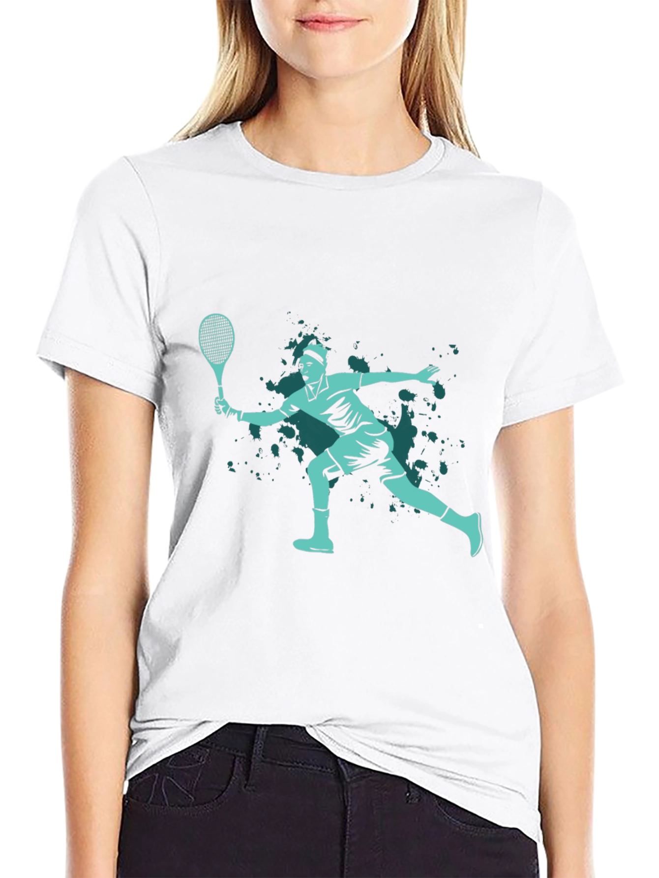 Tennis Player Graphic Tee - Black