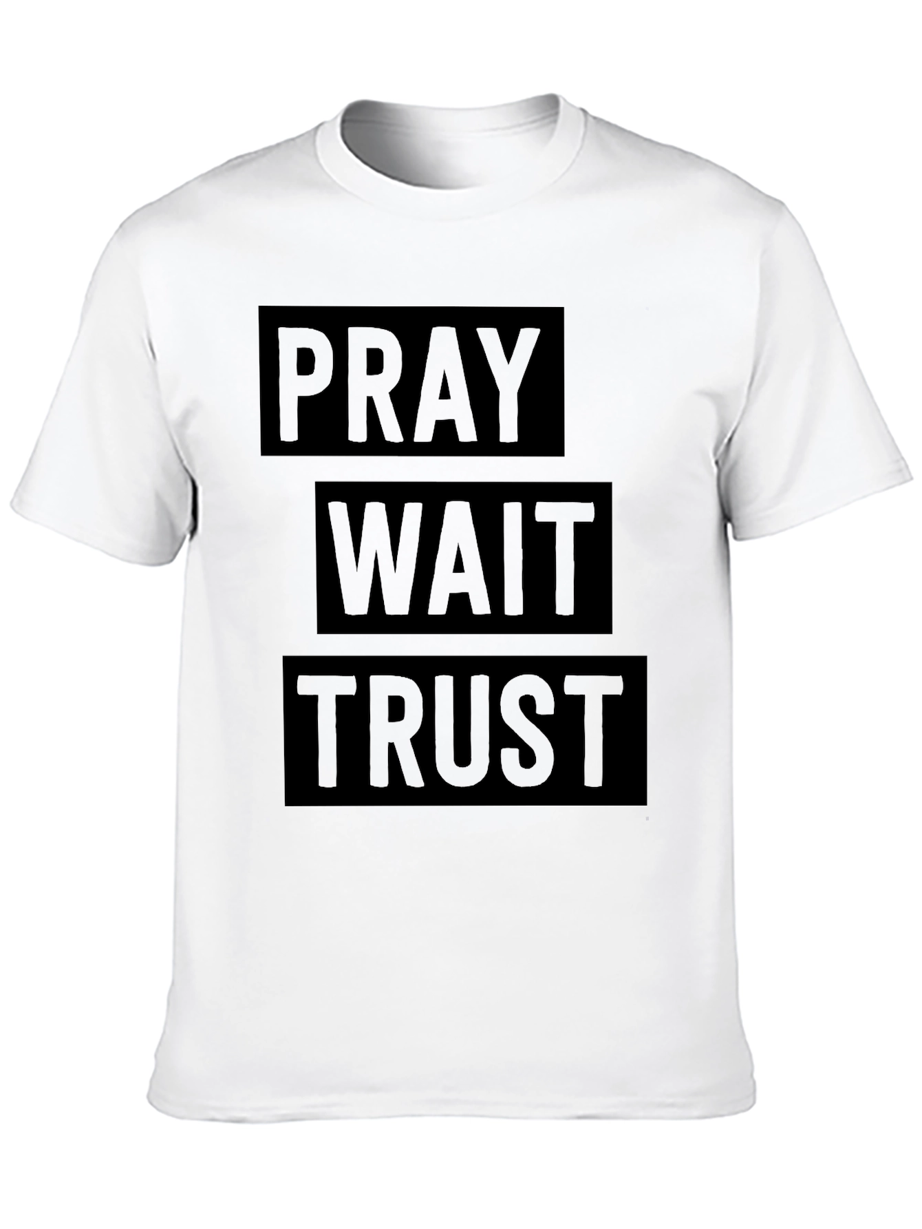 Pray Wait Trust Graphic Tee - Black Christian T-Shirt