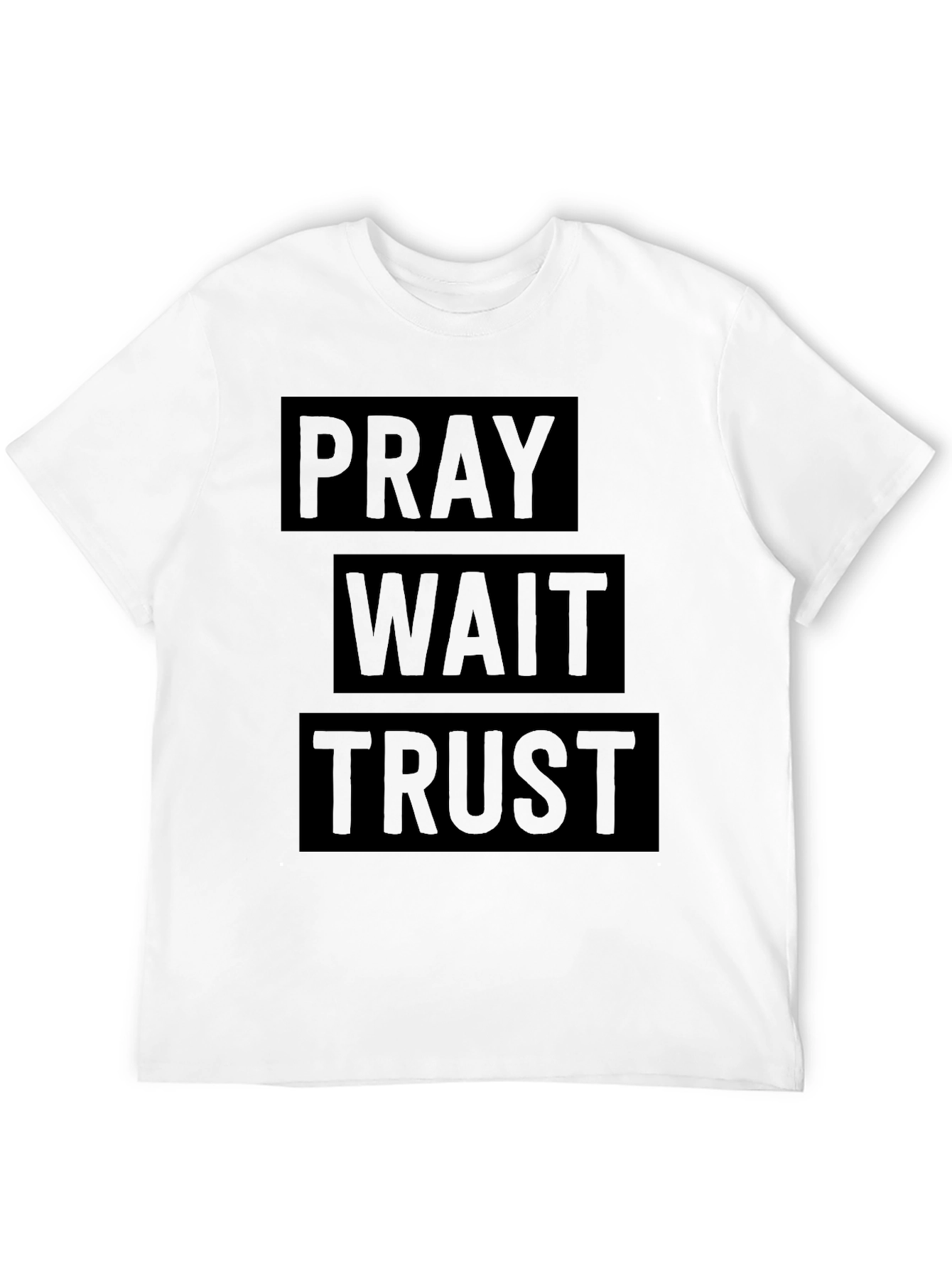 Pray Wait Trust Graphic Tee - Black Christian T-Shirt