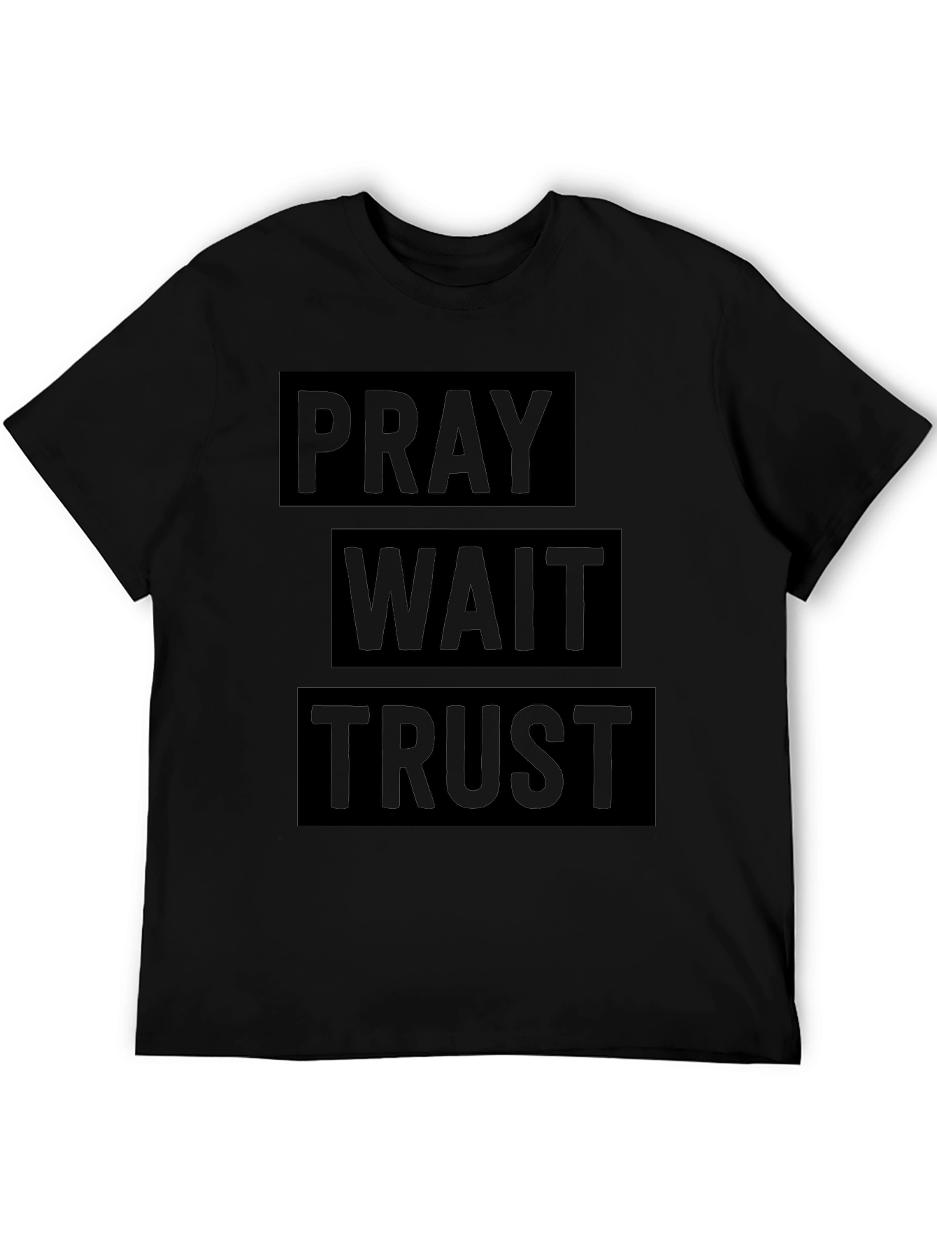 Pray Wait Trust Graphic Tee - Black Christian T-Shirt