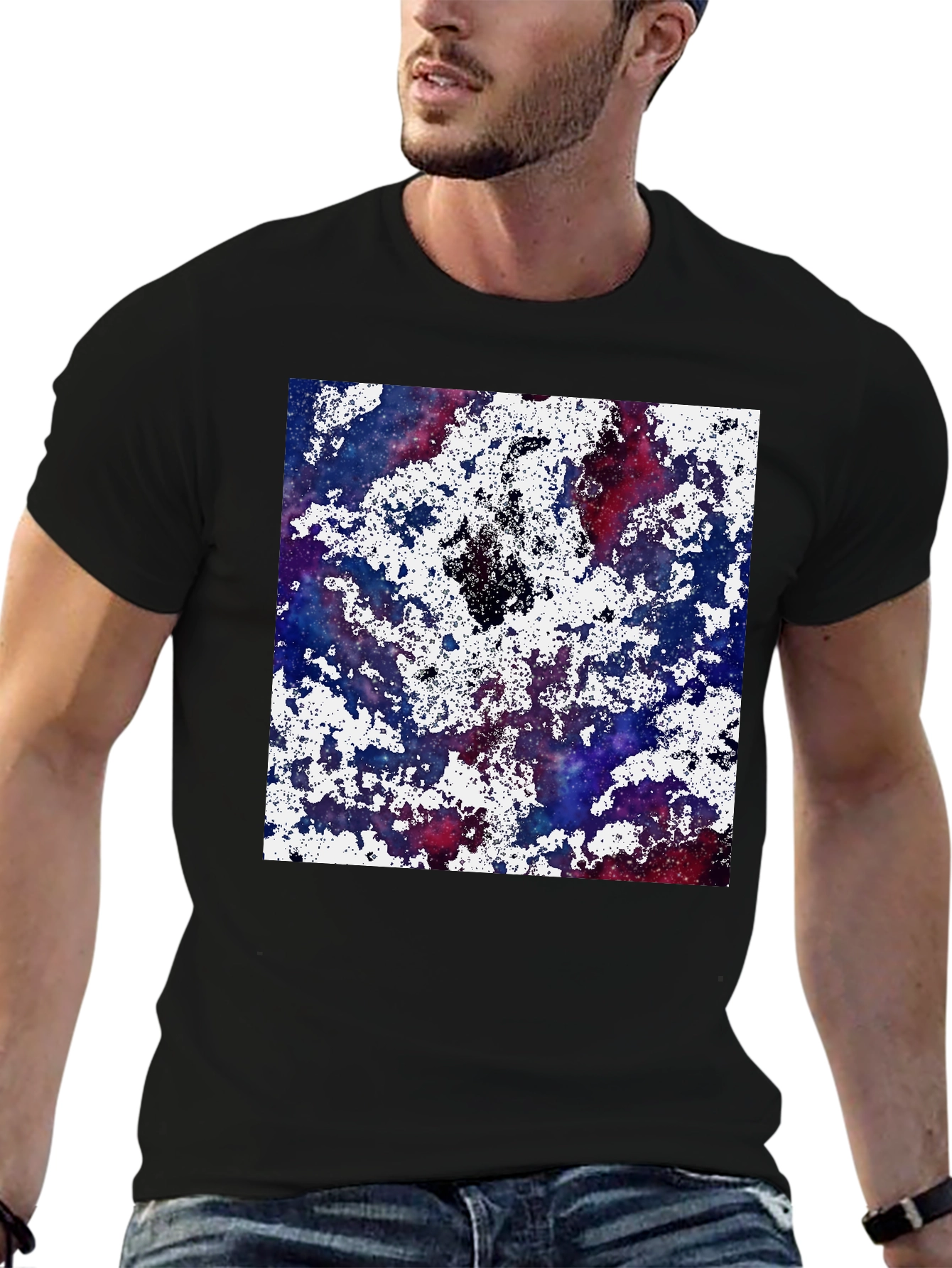 Galaxy Splatter Print T-Shirt - Cosmic Style