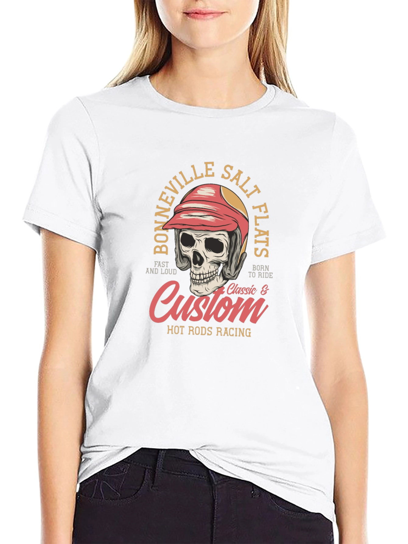 Bonneville Salt Flats Racing Skull Graphic T-Shirt