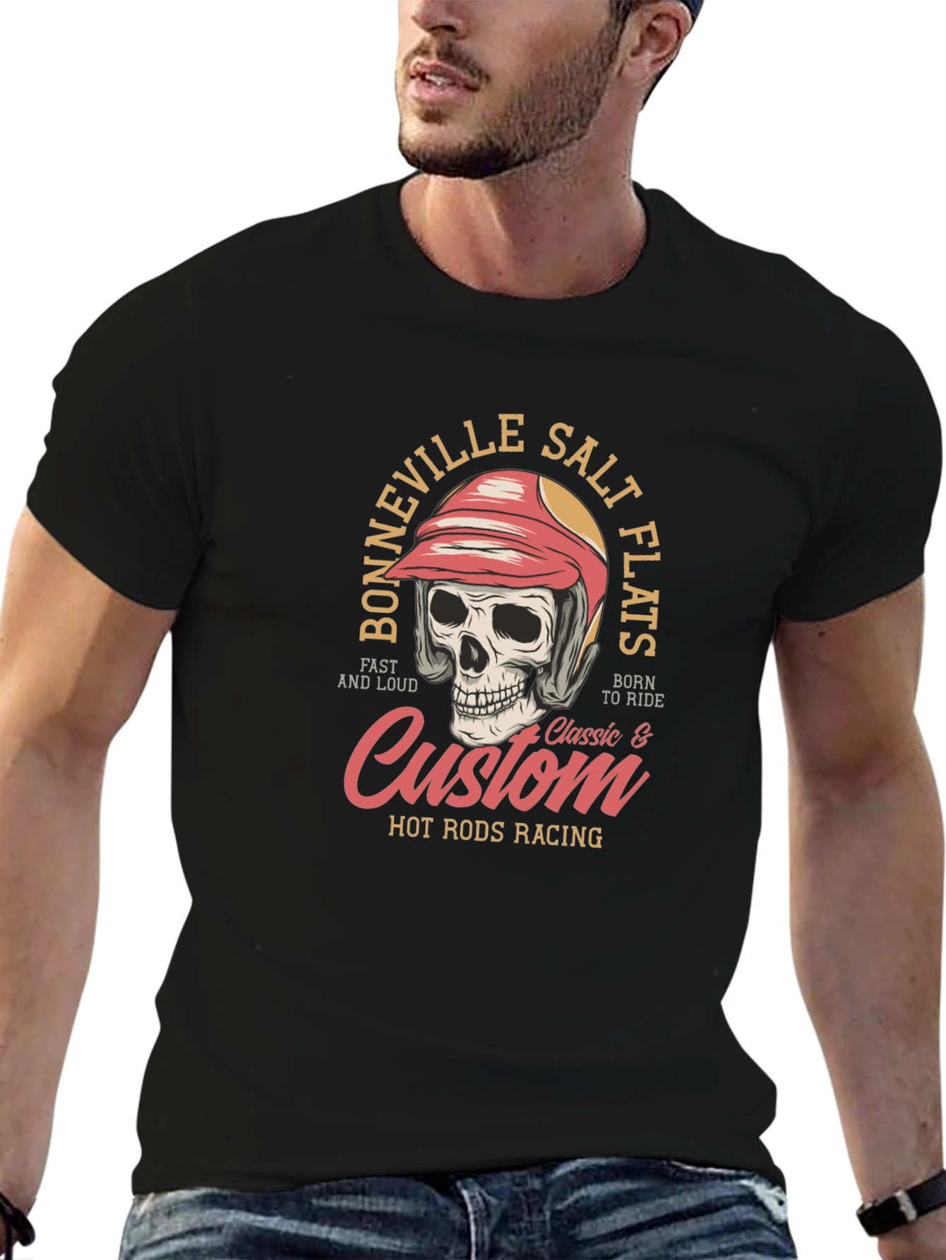 Bonneville Salt Flats Racing Skull Graphic T-Shirt