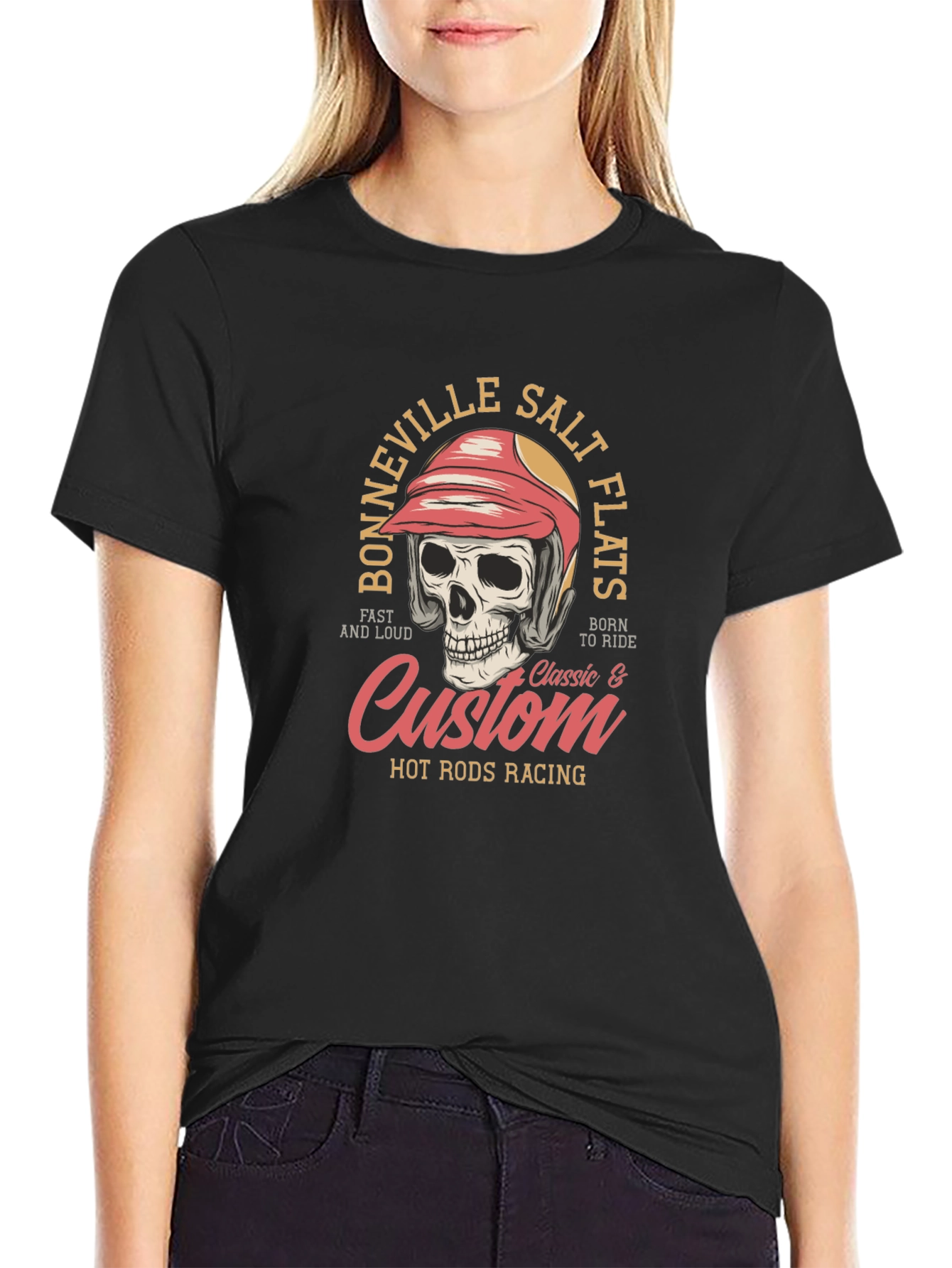 Bonneville Salt Flats Racing Skull Graphic T-Shirt