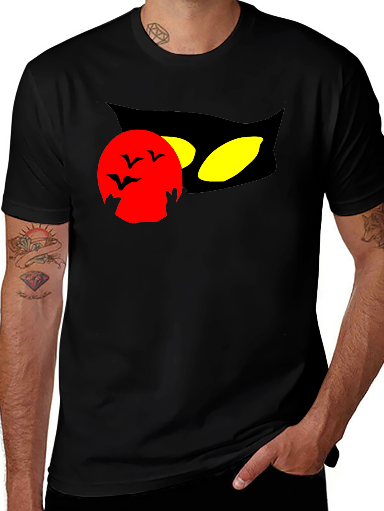 Halloween Cat Moon Black T-Shirt