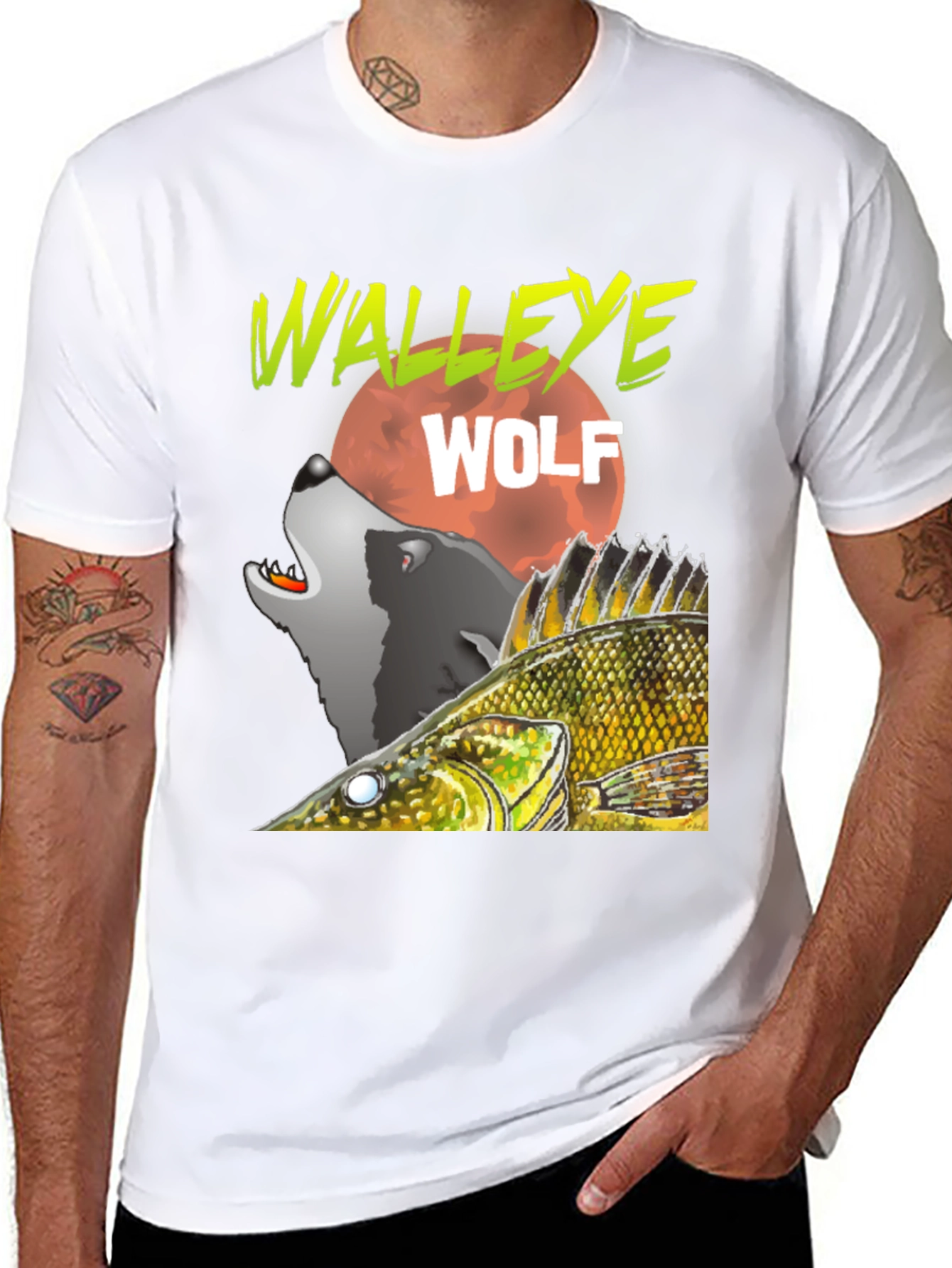 Walleye Wolf Graphic T-Shirt - Black