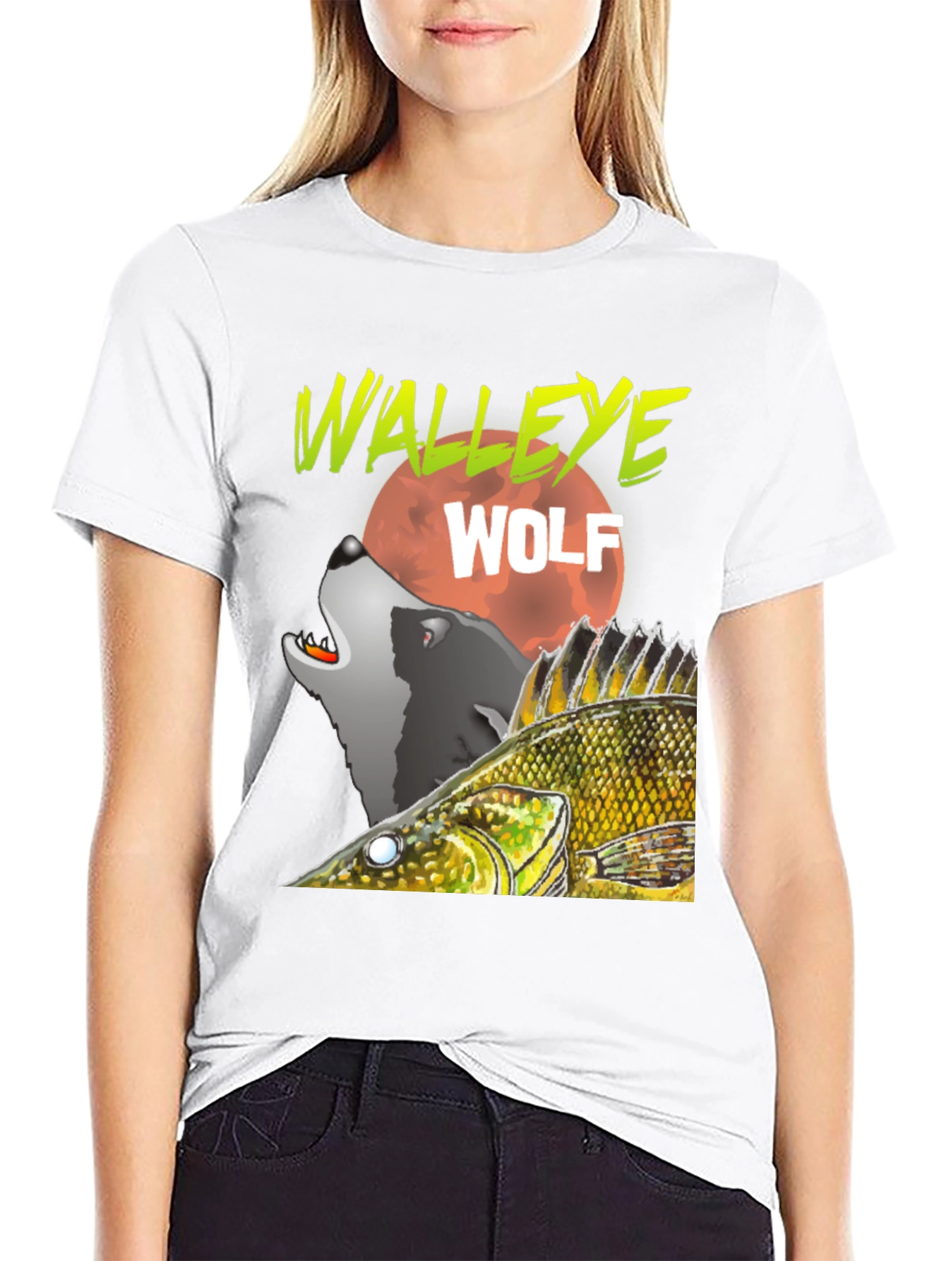 Walleye Wolf Graphic T-Shirt - Black