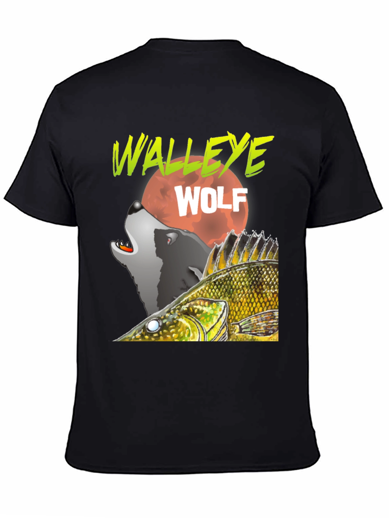 Walleye Wolf Graphic T-Shirt - Black