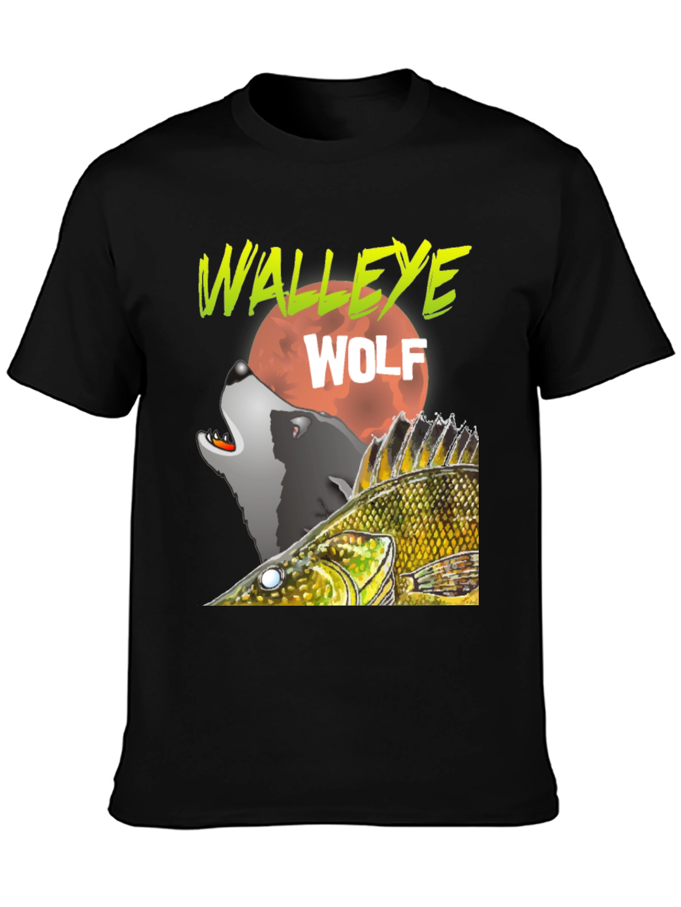 Walleye Wolf Graphic T-Shirt - Black
