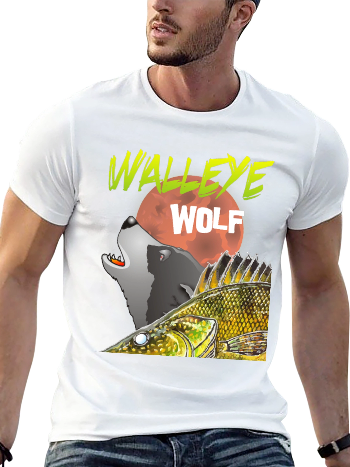 Walleye Wolf Graphic T-Shirt - Black