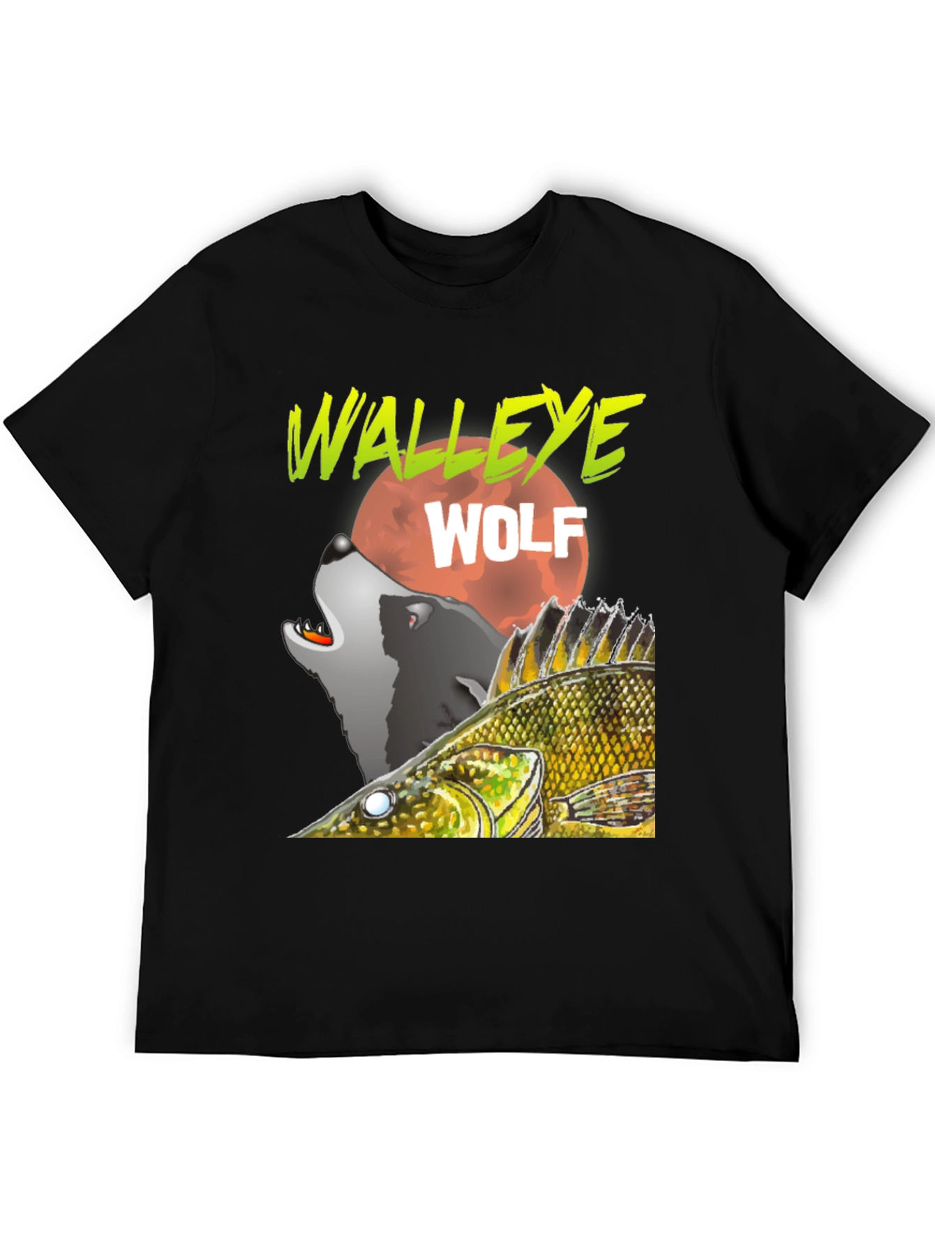 Walleye Wolf Graphic T-Shirt - Black