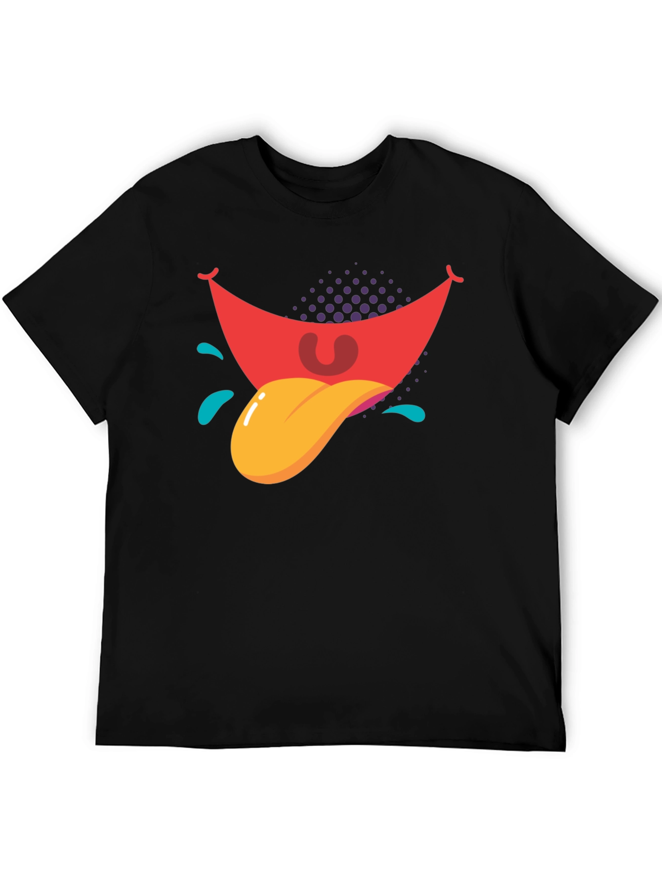 Cartoon Tongue Graphic Black T-Shirt