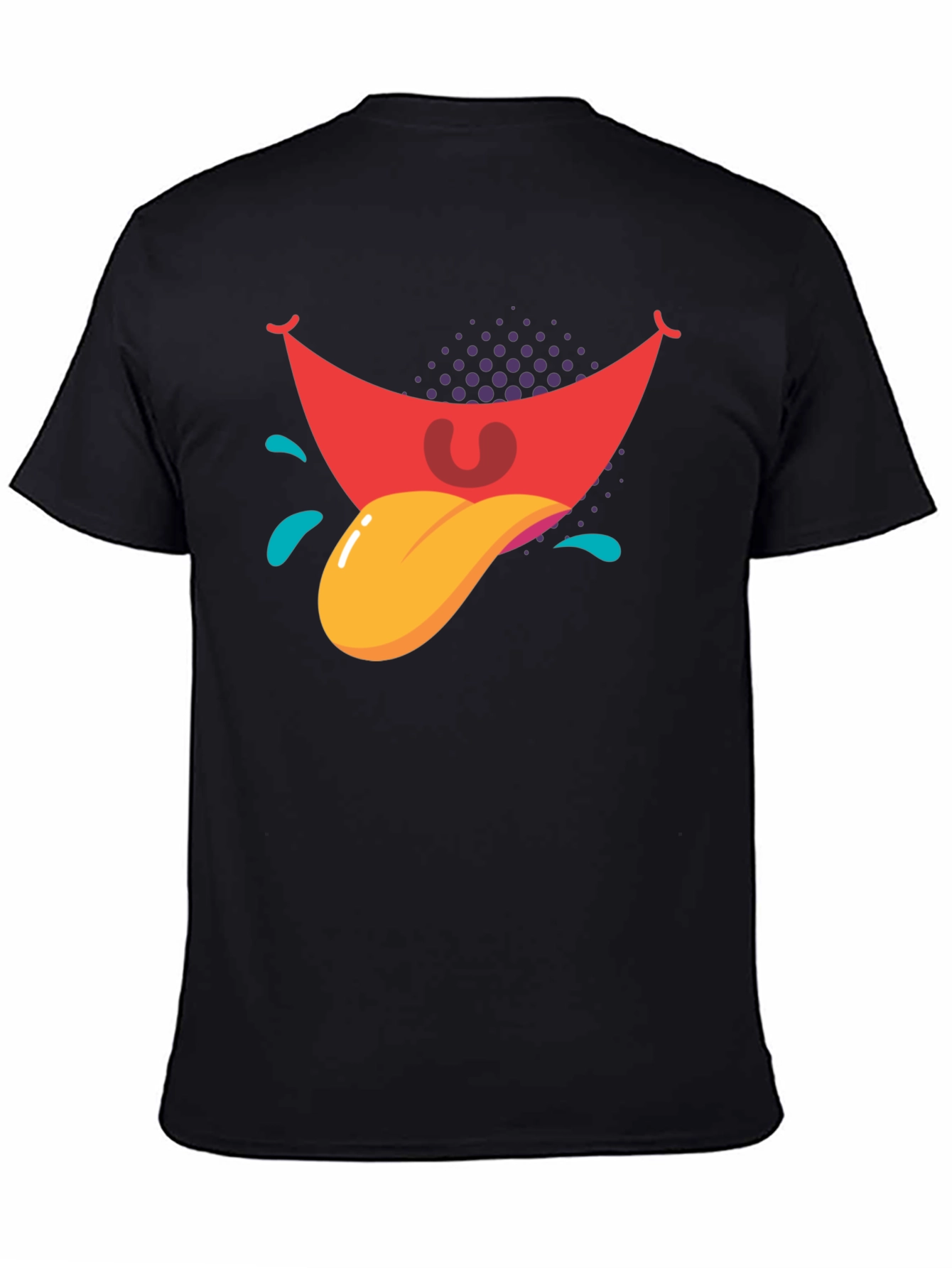 Cartoon Tongue Graphic Black T-Shirt
