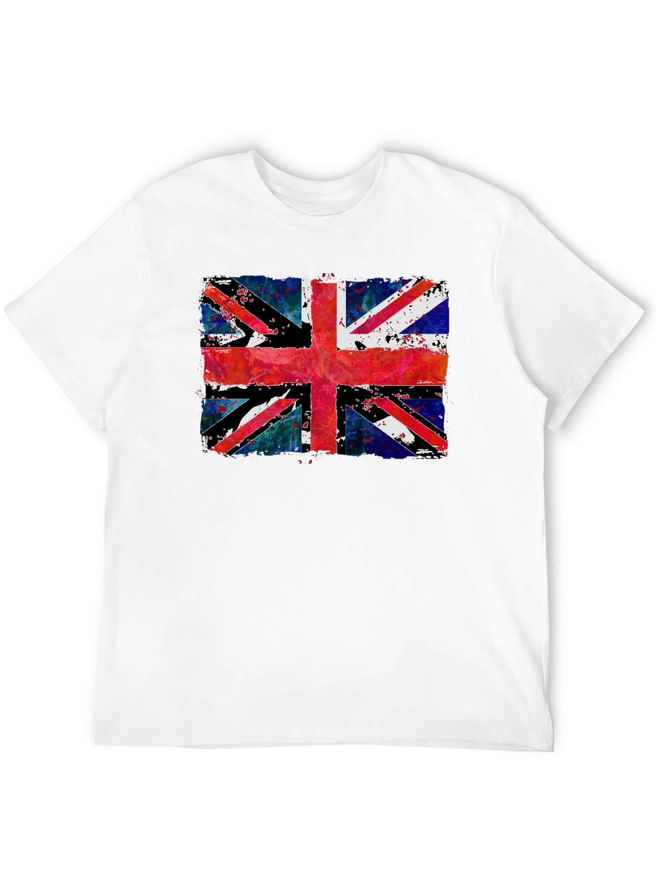 Union Jack Grunge Graphic Print Black T-Shirt