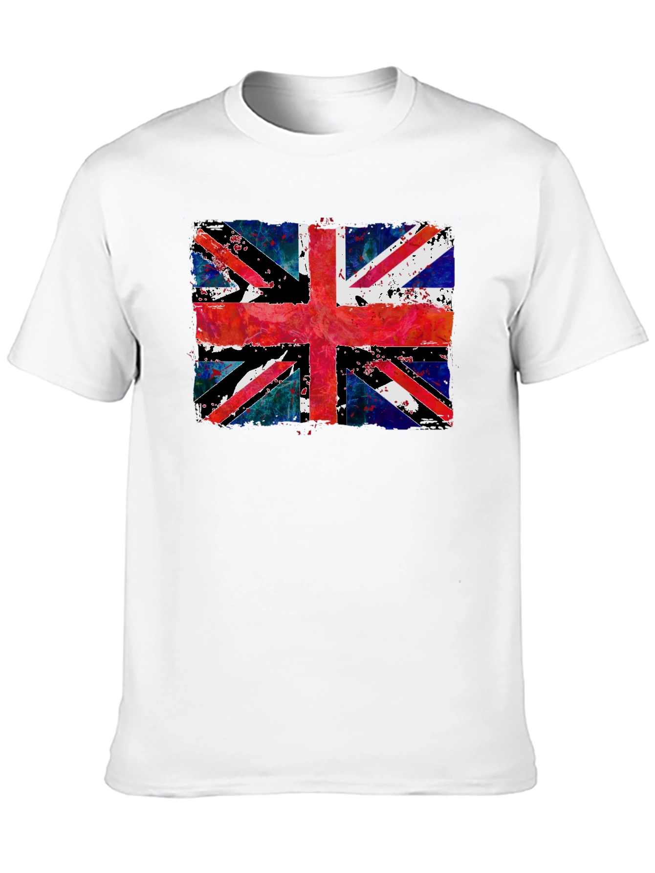 Union Jack Grunge Graphic Print Black T-Shirt