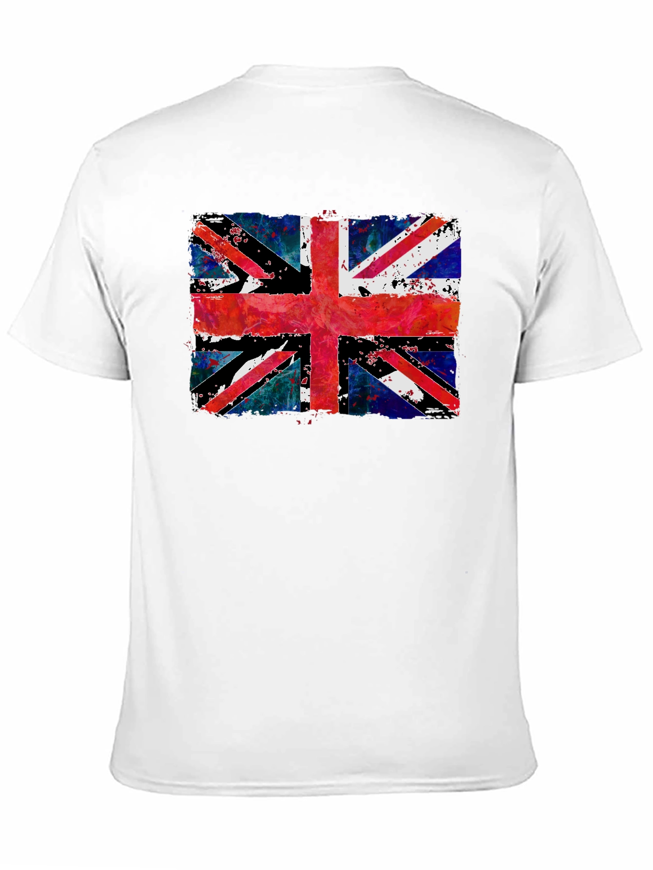 Union Jack Grunge Graphic Print Black T-Shirt