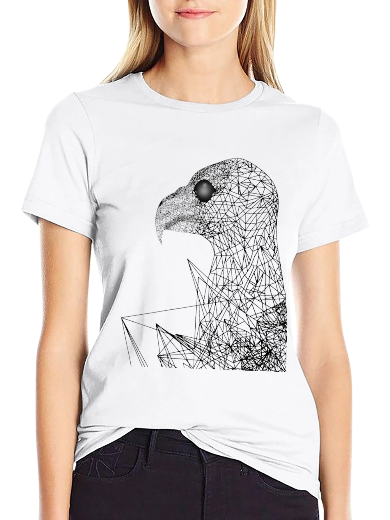 Geometric Eagle Graphic Black T-Shirt