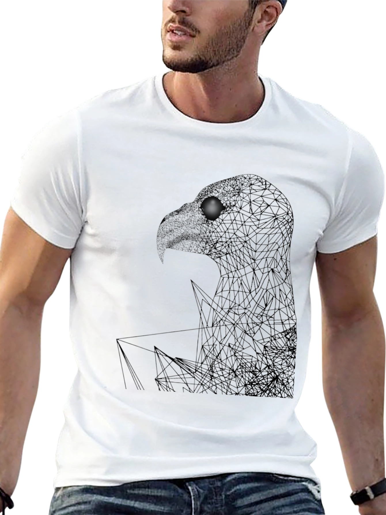 Geometric Eagle Graphic Black T-Shirt