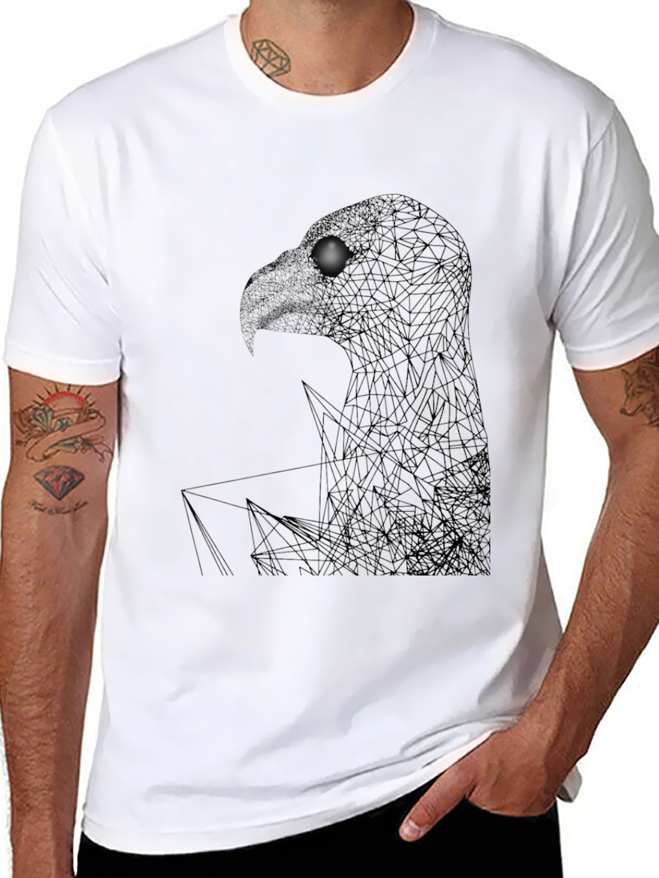 Geometric Eagle Graphic Black T-Shirt