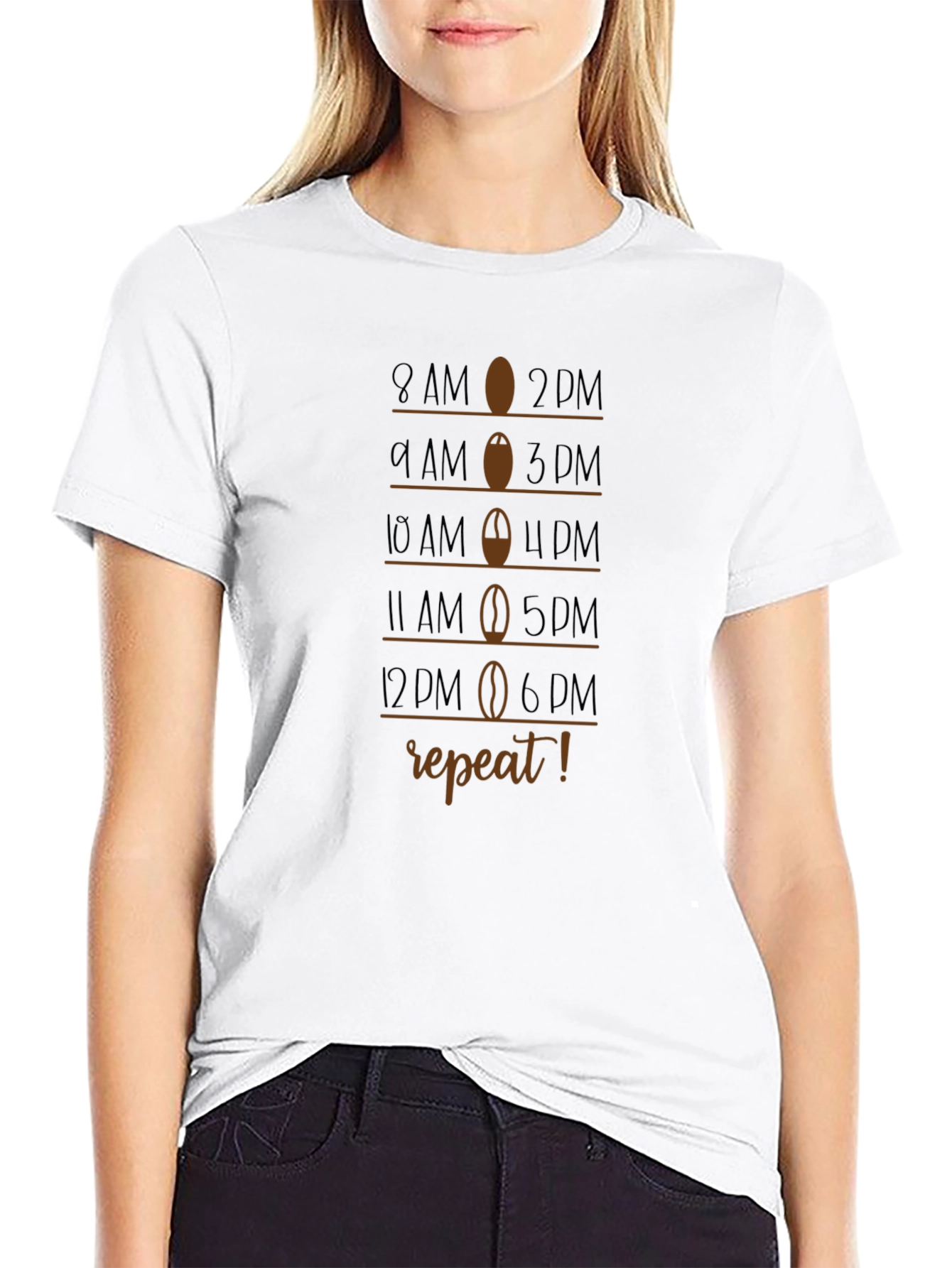 Coffee Schedule T-Shirt - 8AM to 6PM Repeat!