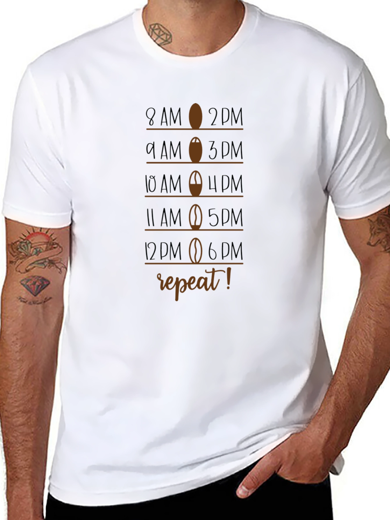 Coffee Schedule T-Shirt - 8AM to 6PM Repeat!