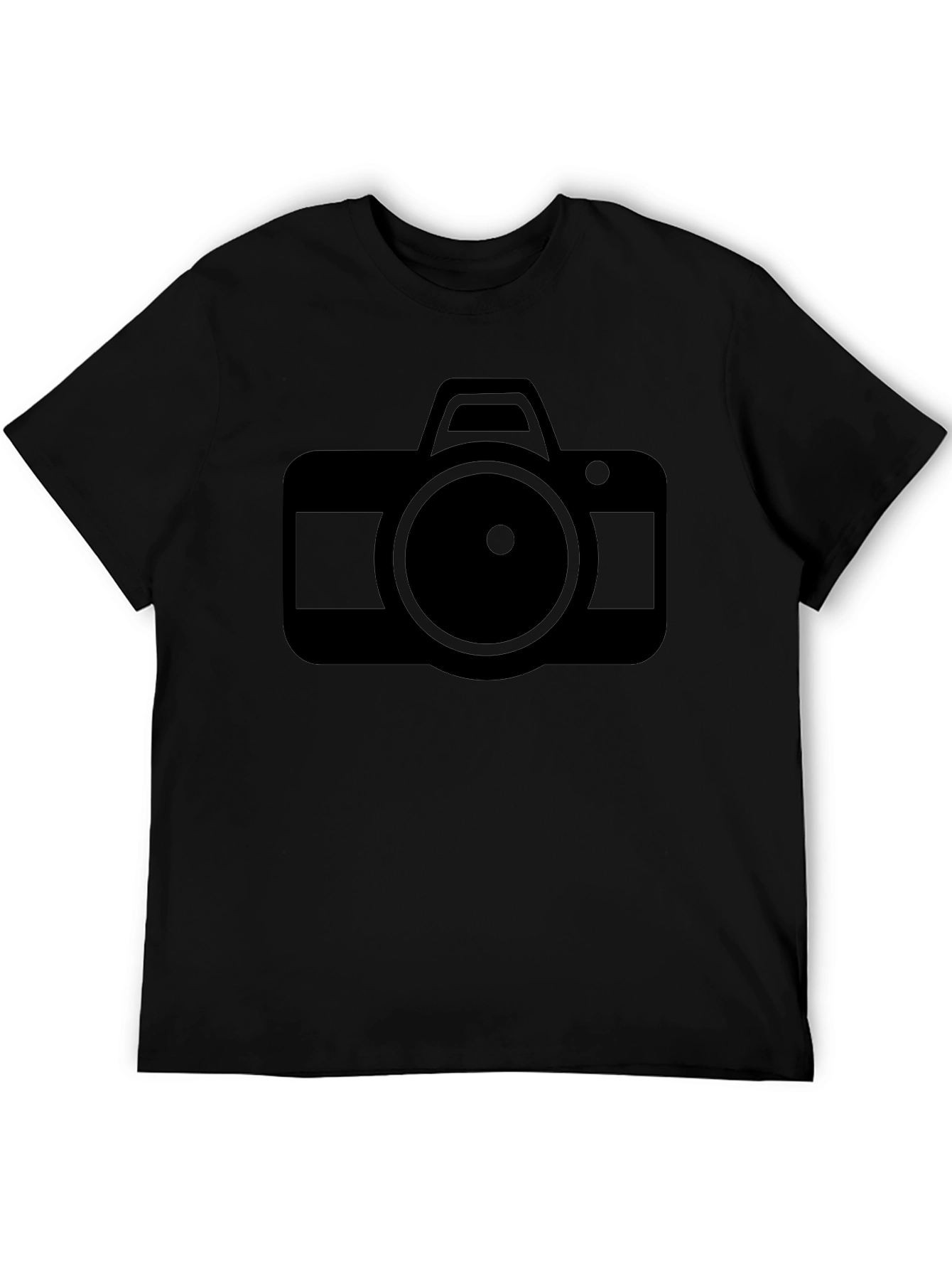 Camera Graphic Tee - Sleek Black Cotton T-Shirt