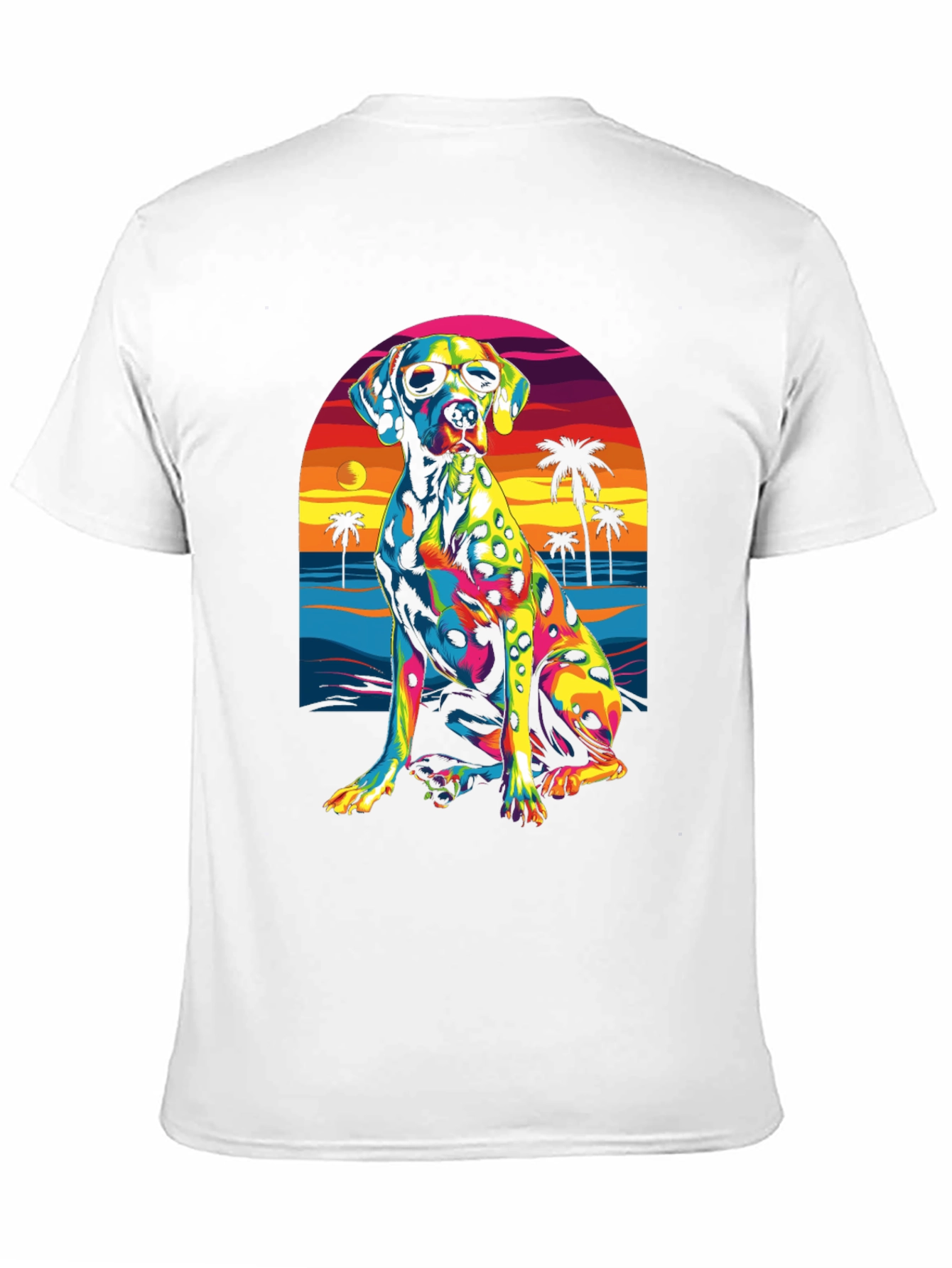 Cool Dalmatian Beach Sunset Graphic Tee