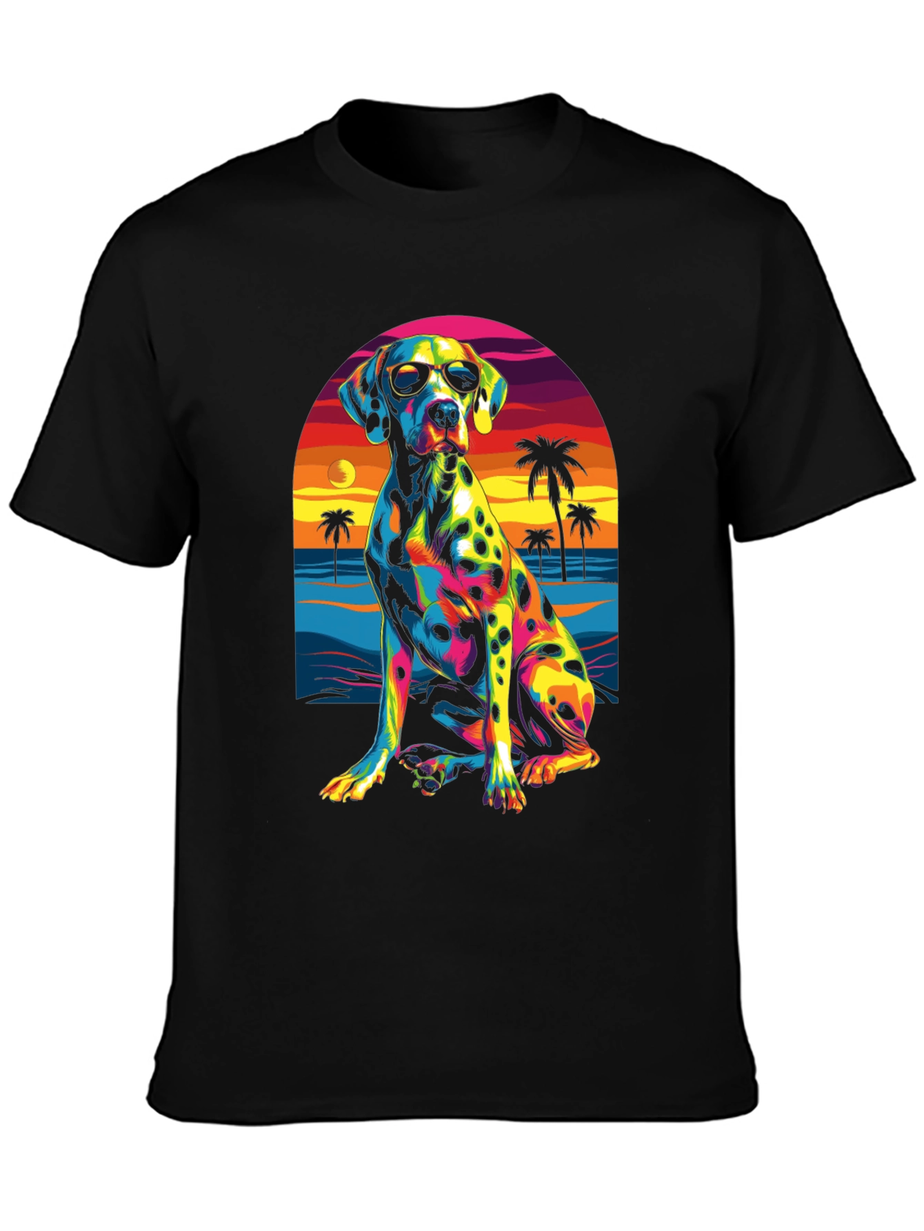 Cool Dalmatian Beach Sunset Graphic Tee