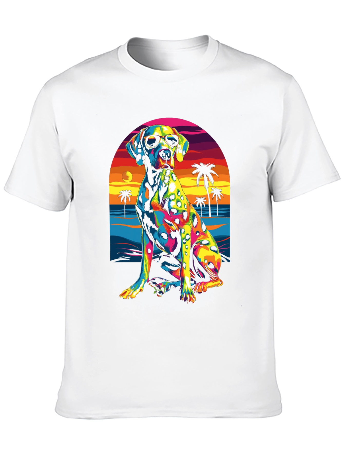 Cool Dalmatian Beach Sunset Graphic Tee