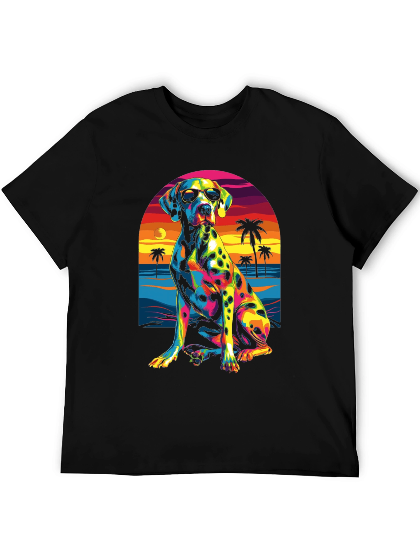 Cool Dalmatian Beach Sunset Graphic Tee