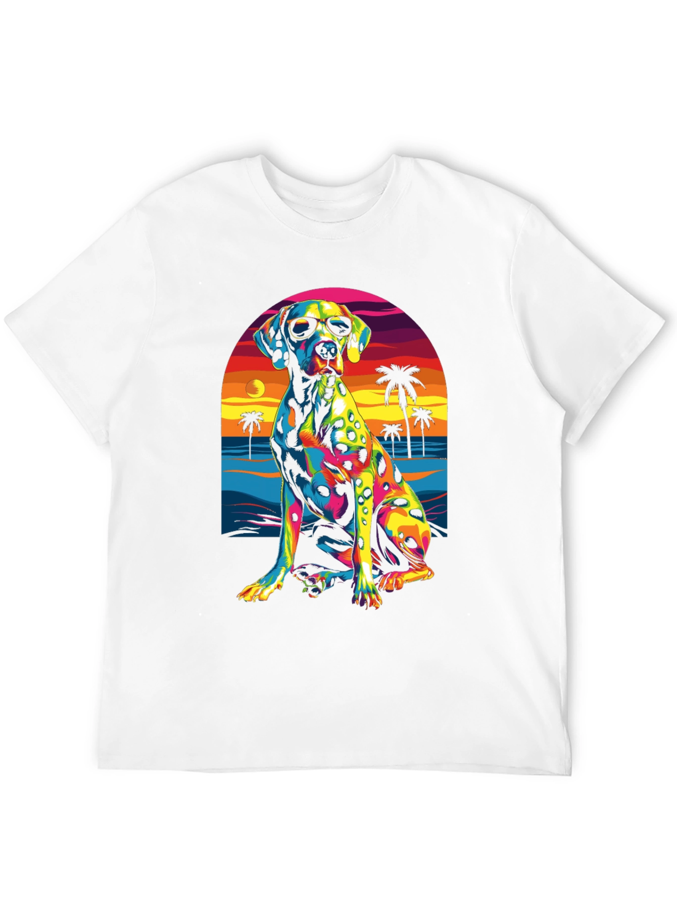 Cool Dalmatian Beach Sunset Graphic Tee