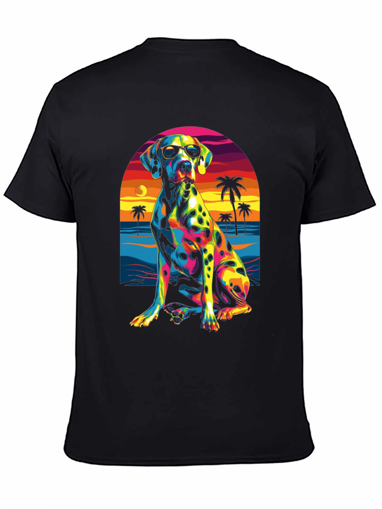 Cool Dalmatian Beach Sunset Graphic Tee