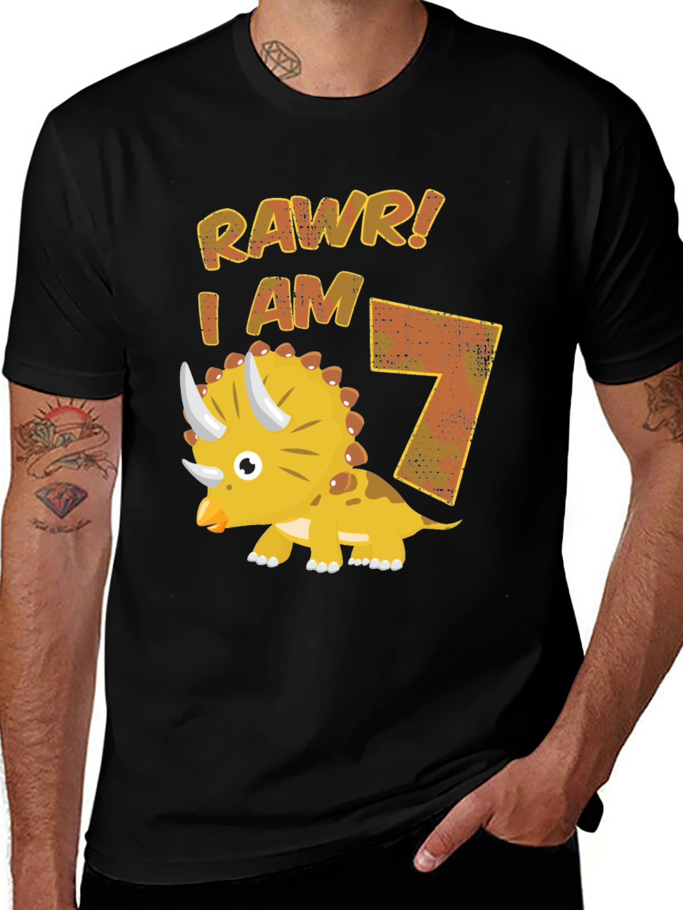 Rawr! I am 7 Dinosaur Birthday T-Shirt