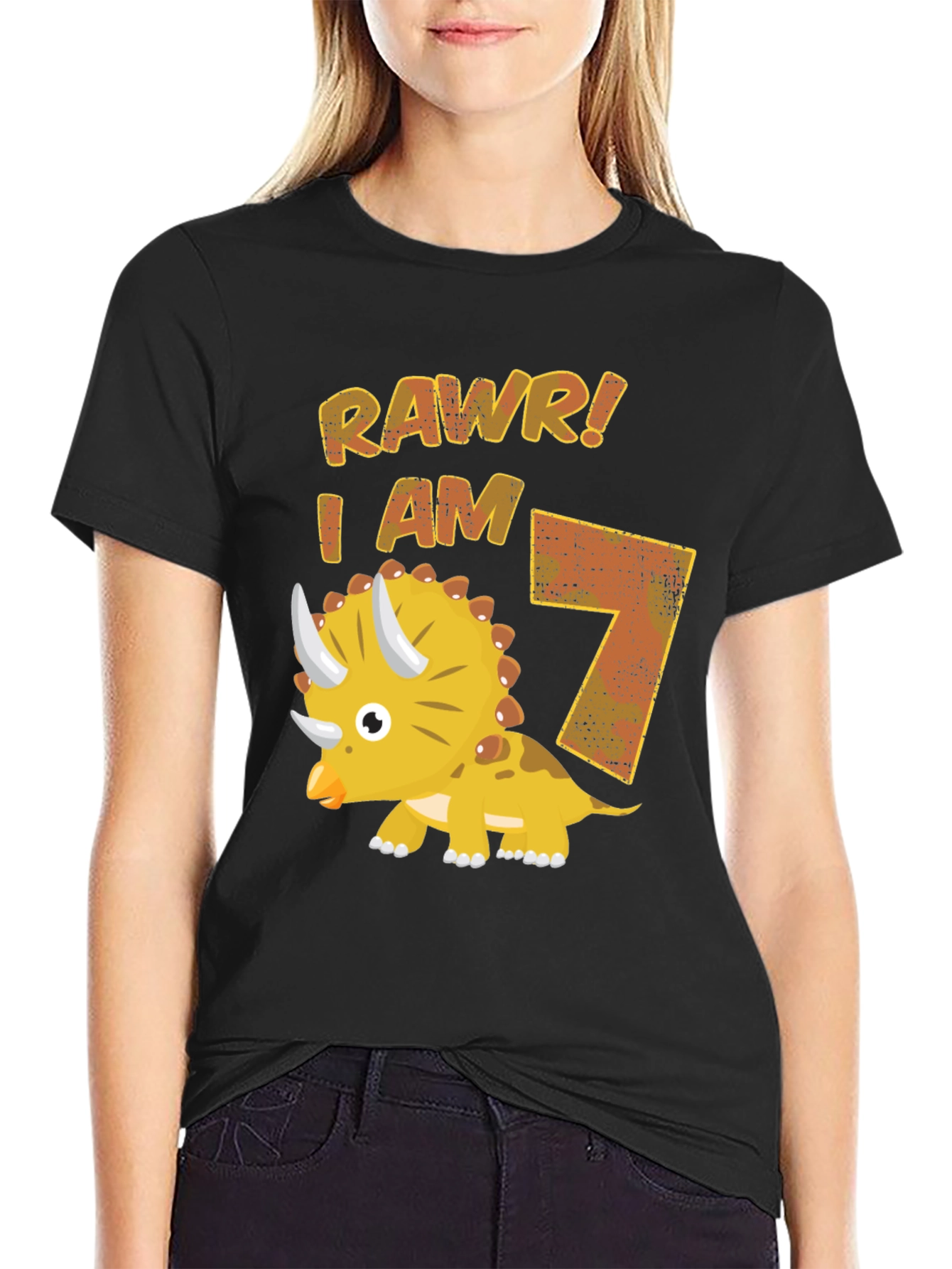 Rawr! I am 7 Dinosaur Birthday T-Shirt