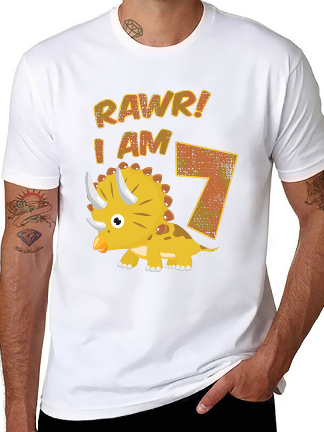 Rawr! I am 7 Dinosaur Birthday T-Shirt