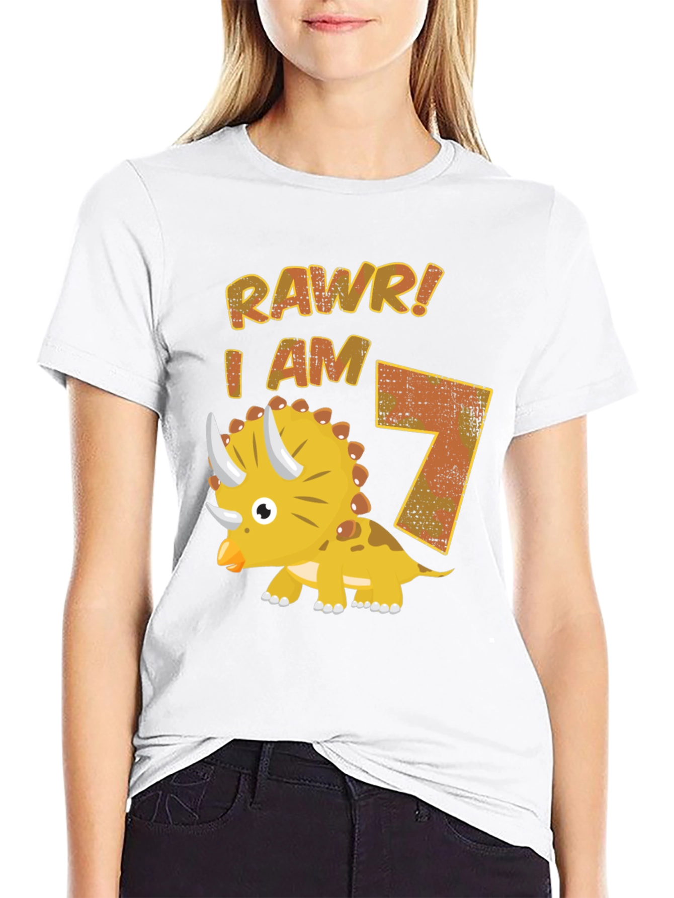 Rawr! I am 7 Dinosaur Birthday T-Shirt
