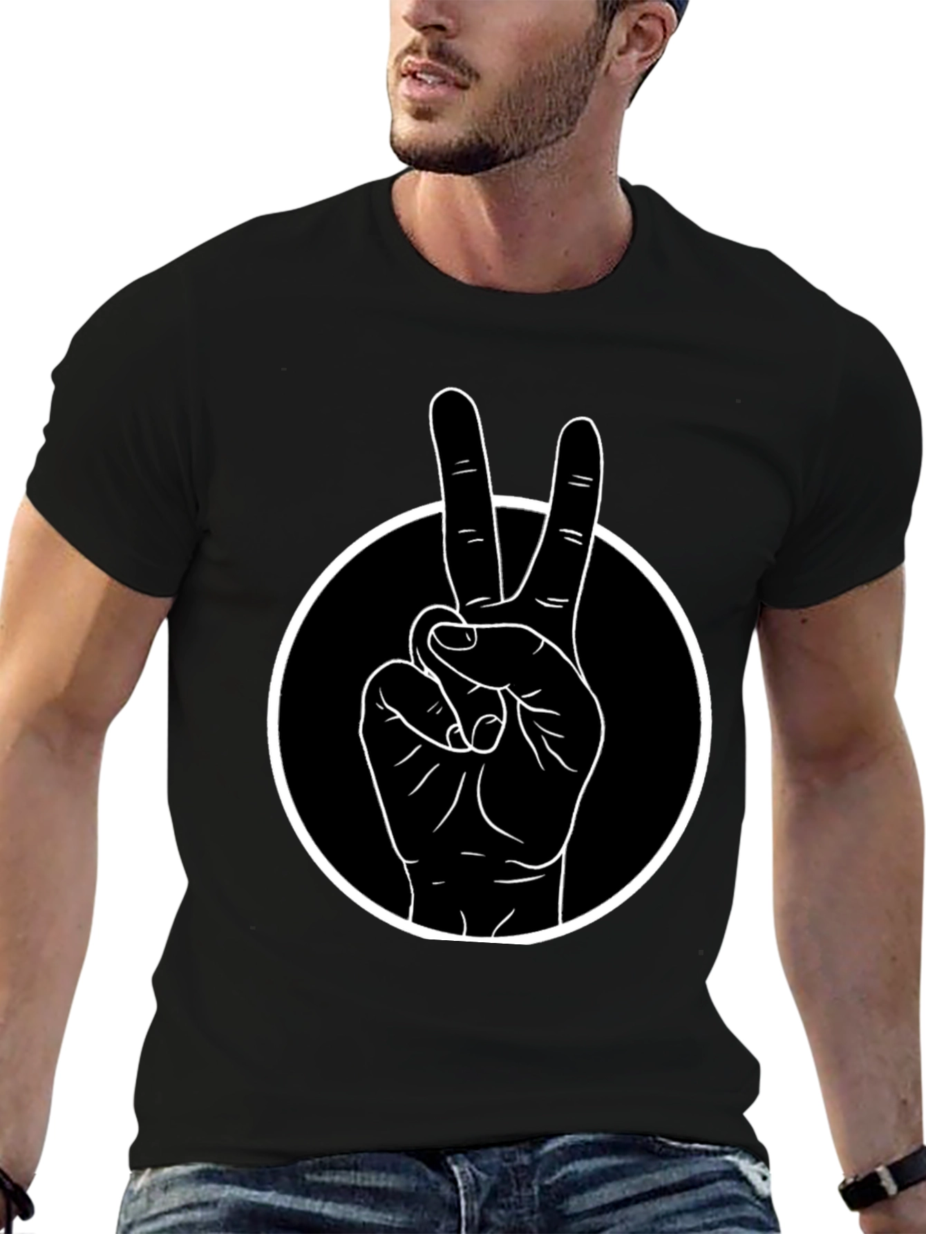 Peace Sign T-Shirt - Black Cotton Tee
