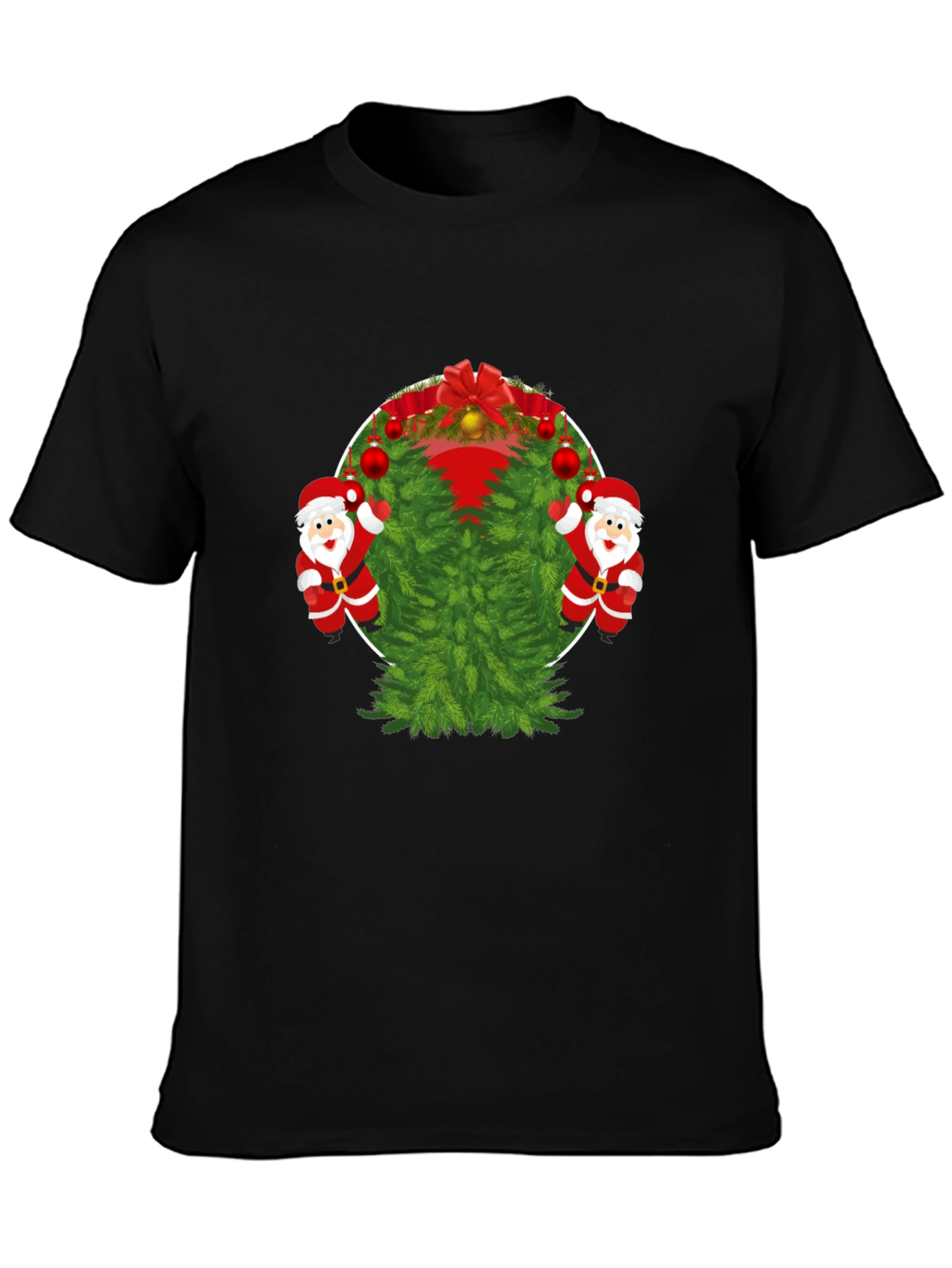 Festive Christmas Tree & Santa T-Shirt