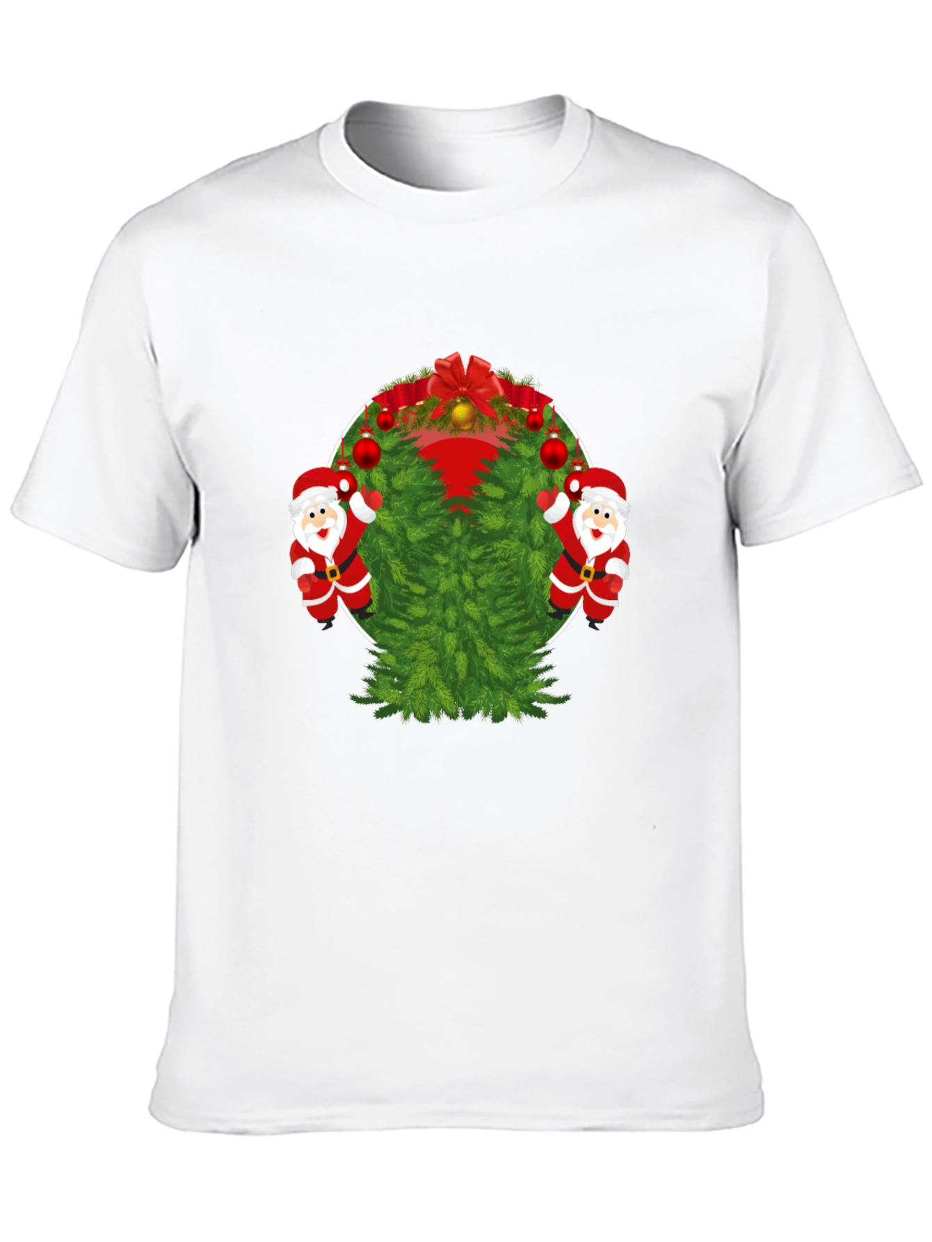 Festive Christmas Tree & Santa T-Shirt
