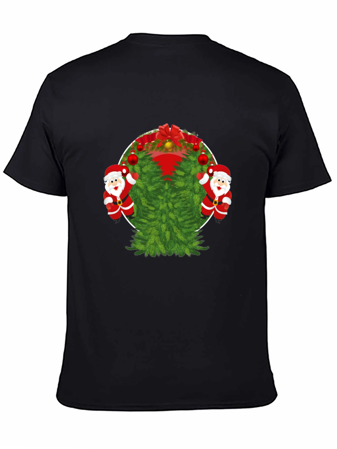 Festive Christmas Tree & Santa T-Shirt