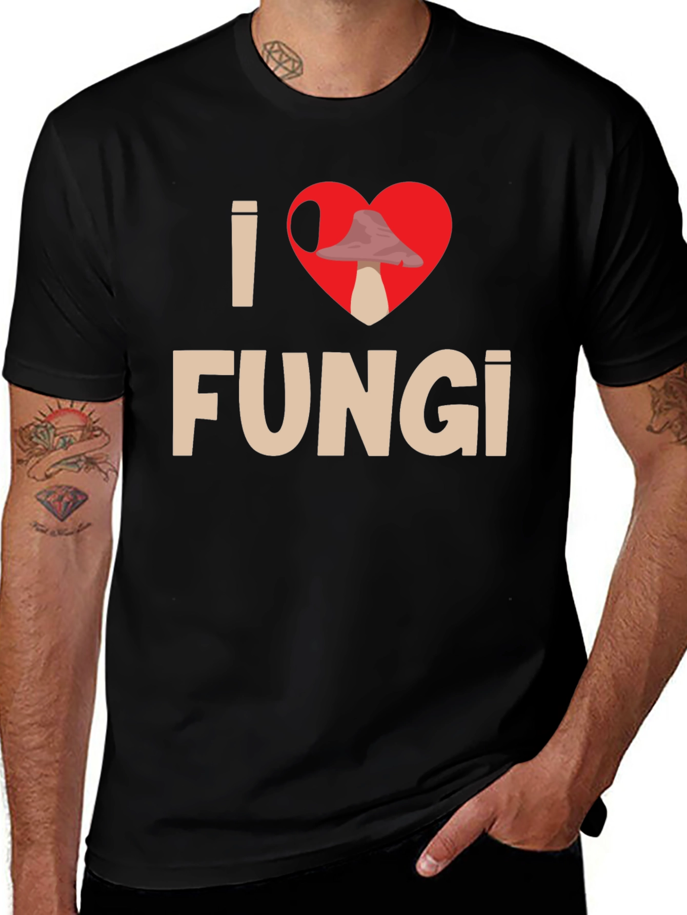 I Heart Fungi Black T-Shirt - Mushroom Lover Tee