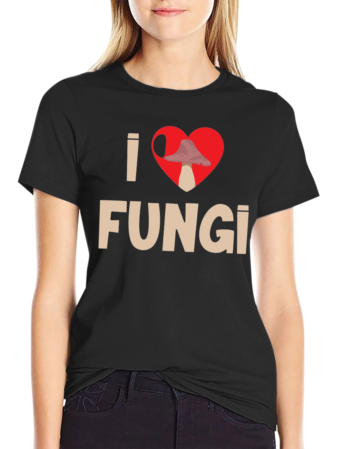 I Heart Fungi Black T-Shirt - Mushroom Lover Tee