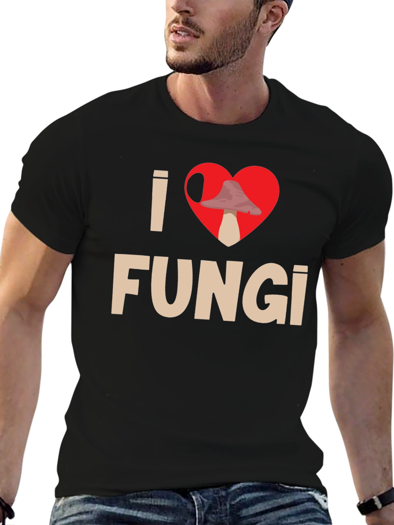I Heart Fungi Black T-Shirt - Mushroom Lover Tee