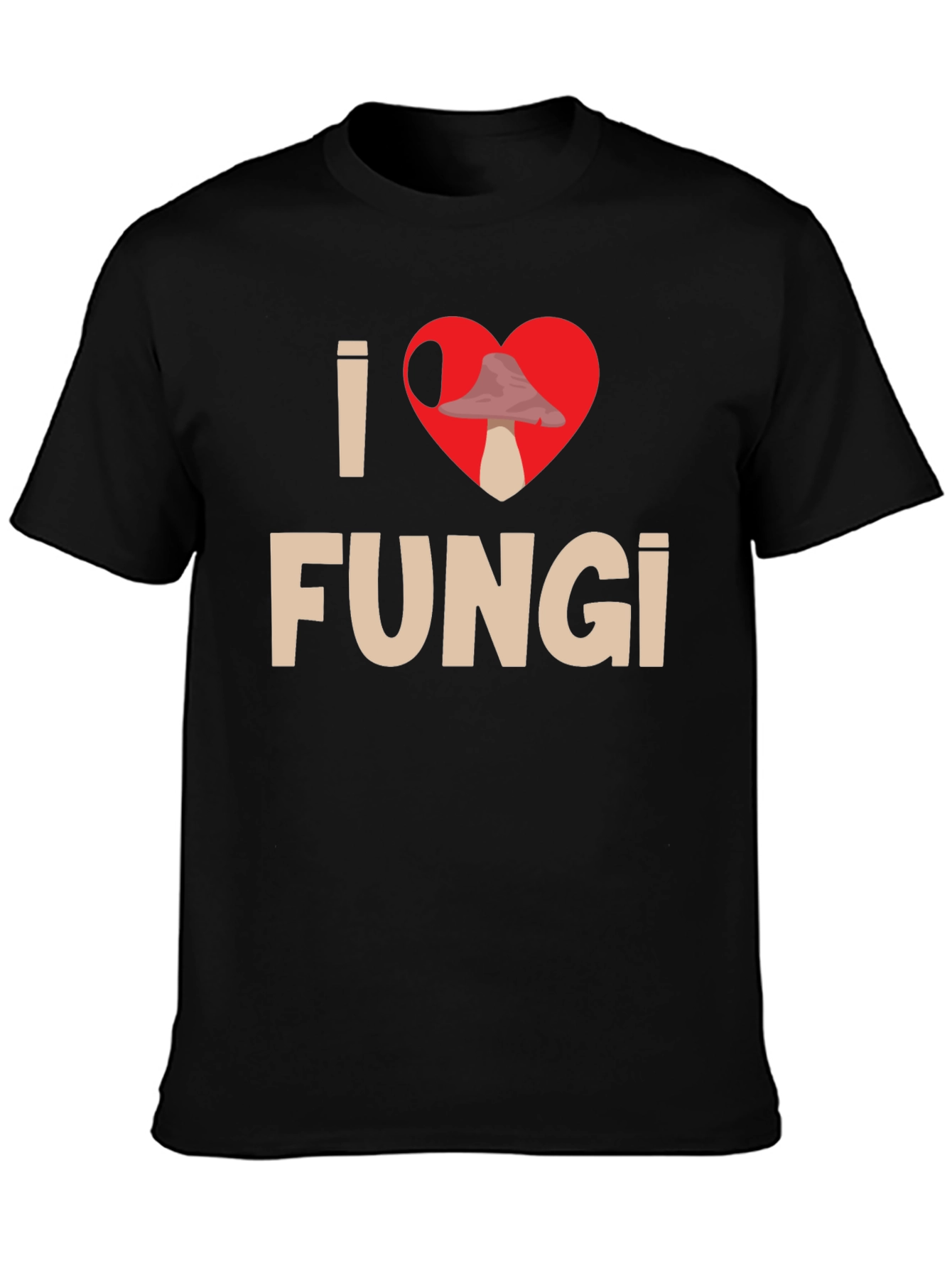 I Heart Fungi Black T-Shirt - Mushroom Lover Tee