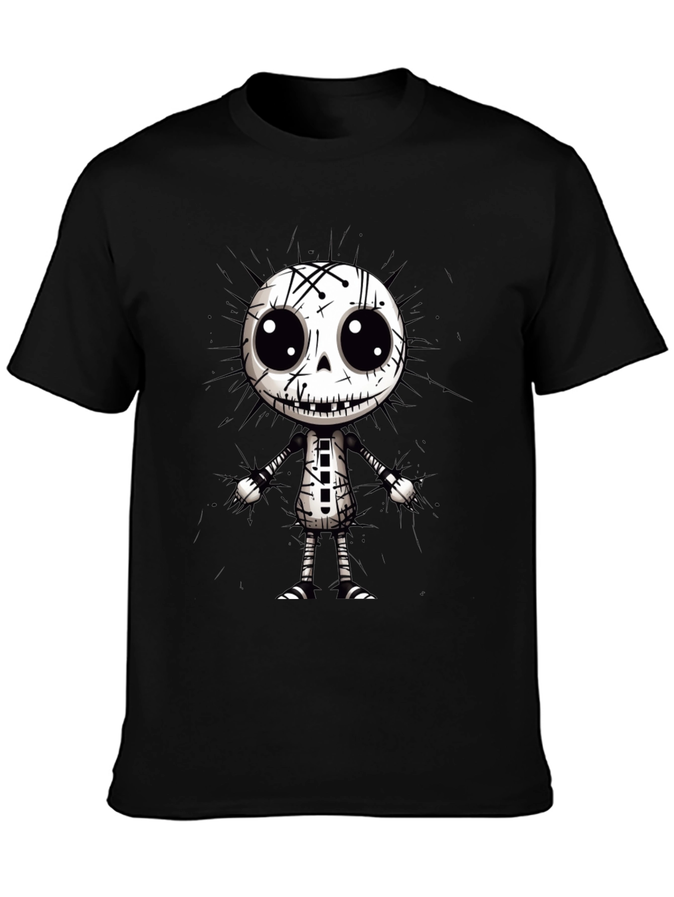 Cartoon Skeleton Graphic Black T-Shirt