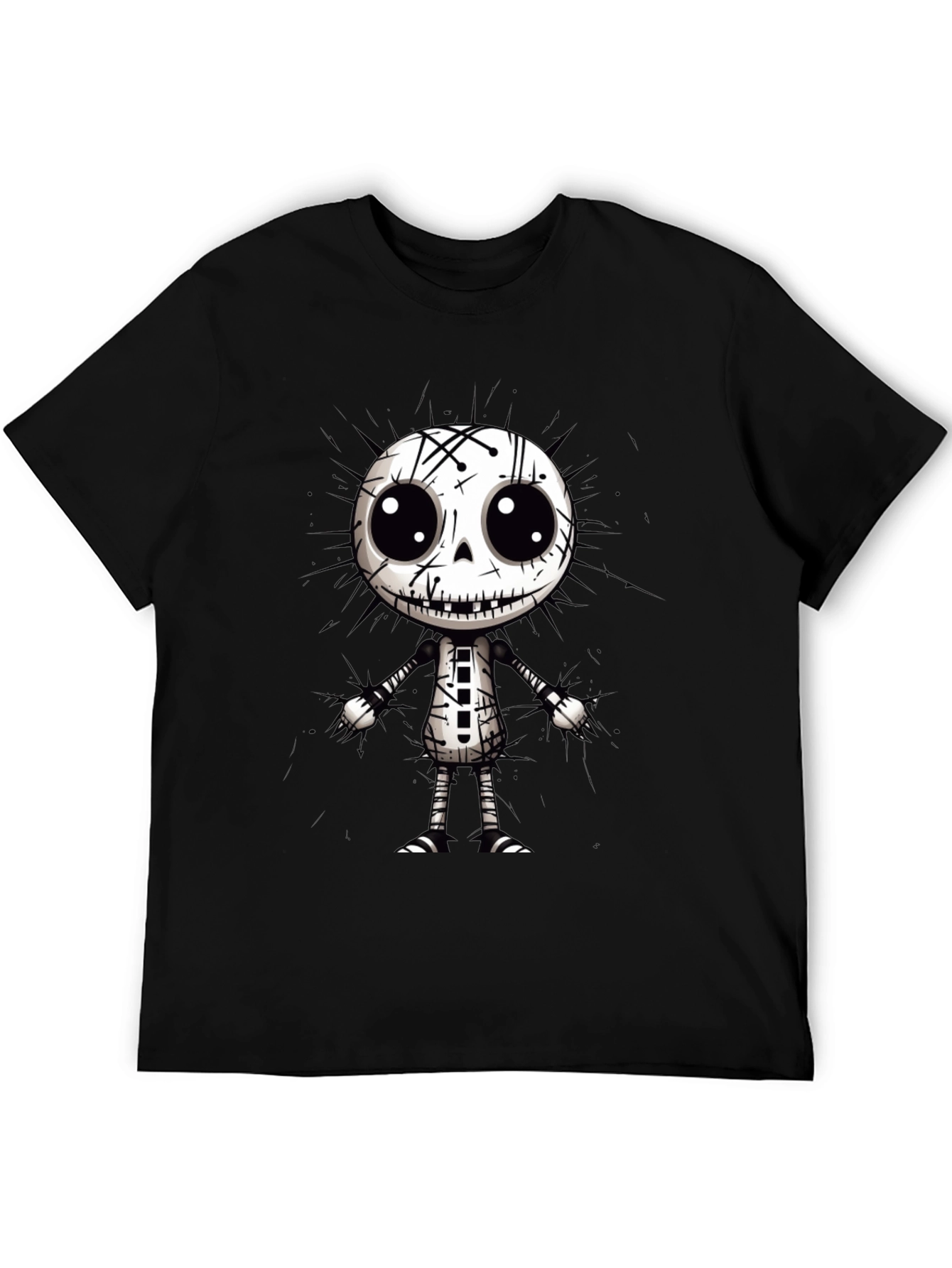 Cartoon Skeleton Graphic Black T-Shirt